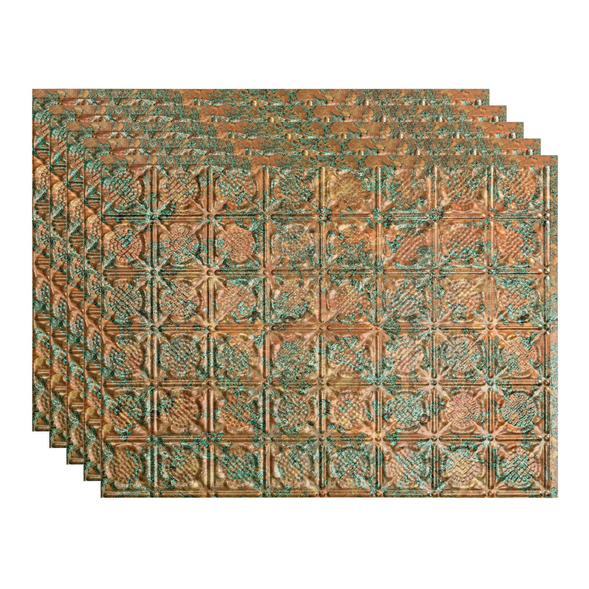 Fasade PB5611 Traditional 6 18.25-in x 24.25-in Vinyl Copper Fantasy Backsplash Panels 5.0 -Pack
