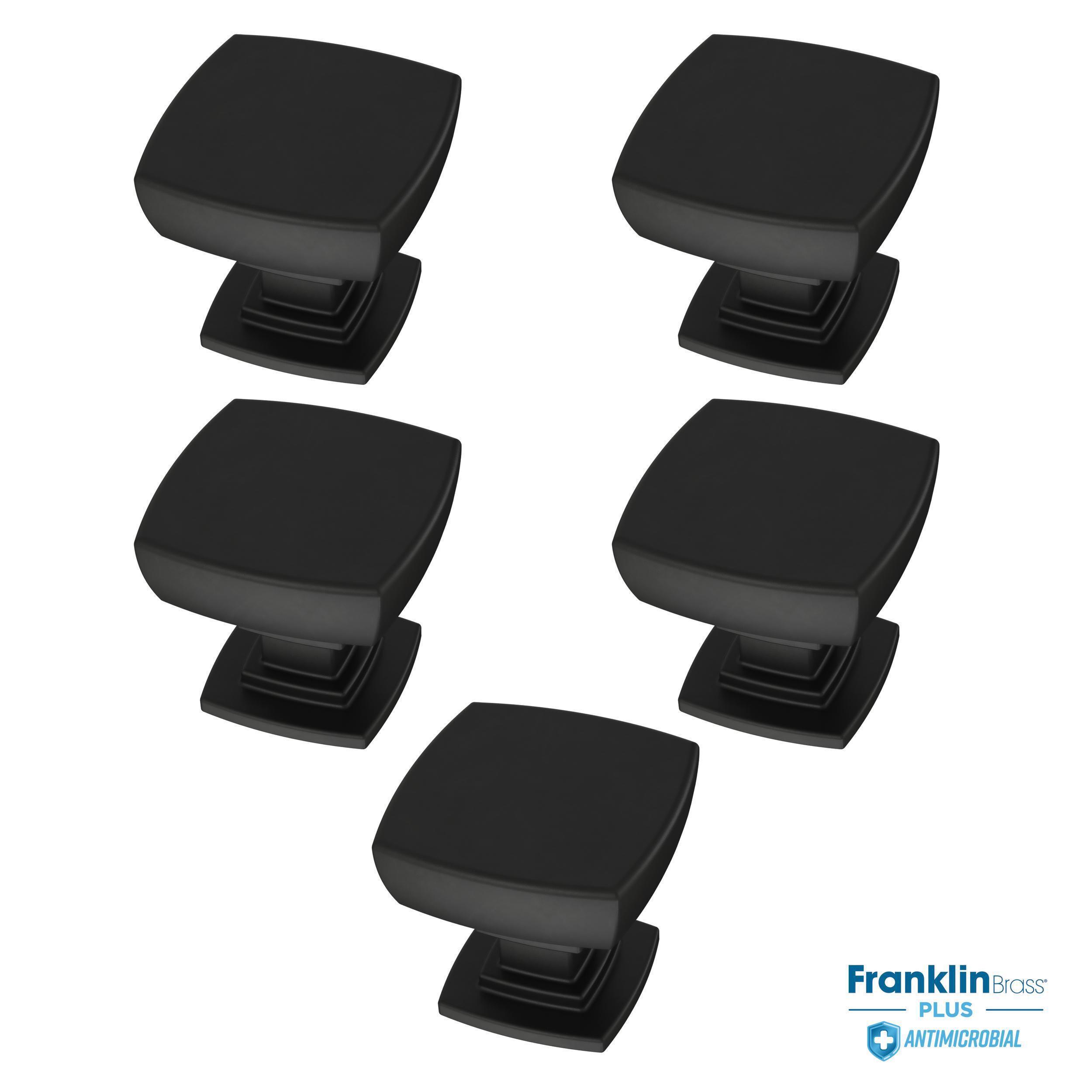 Franklin Brass Simple Modern Square Cabinet Knob, Matte Black, 1-1/4 in (32mm) Drawer Knob, 30 Pack, P46678K-FB-B2