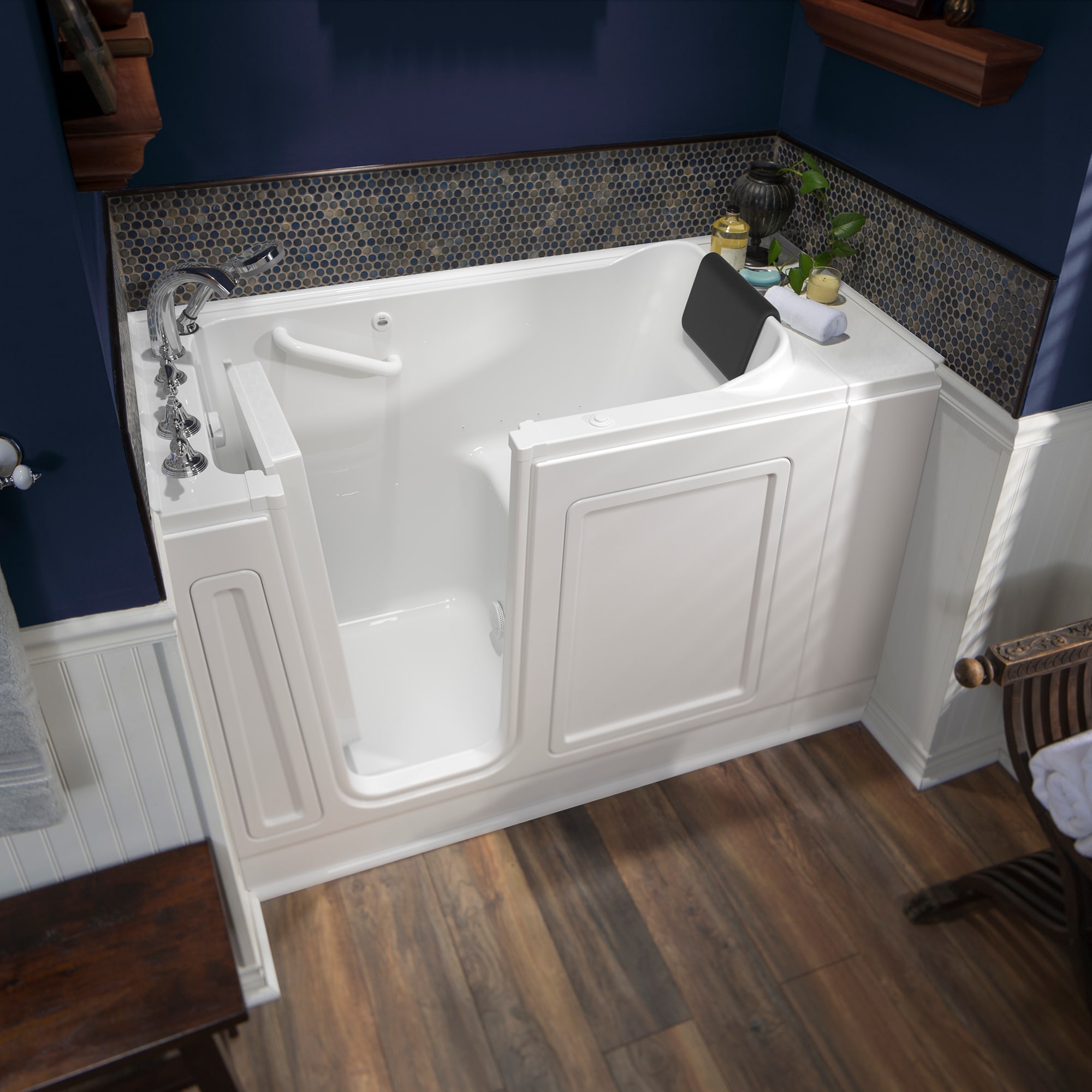American Standard 2848.119.ALW 28.0-Inches x 48.0-Inches White Acrylic Rectangular Walk-in Air bath with Faucet Hand Shower Drain ( Left Drain )