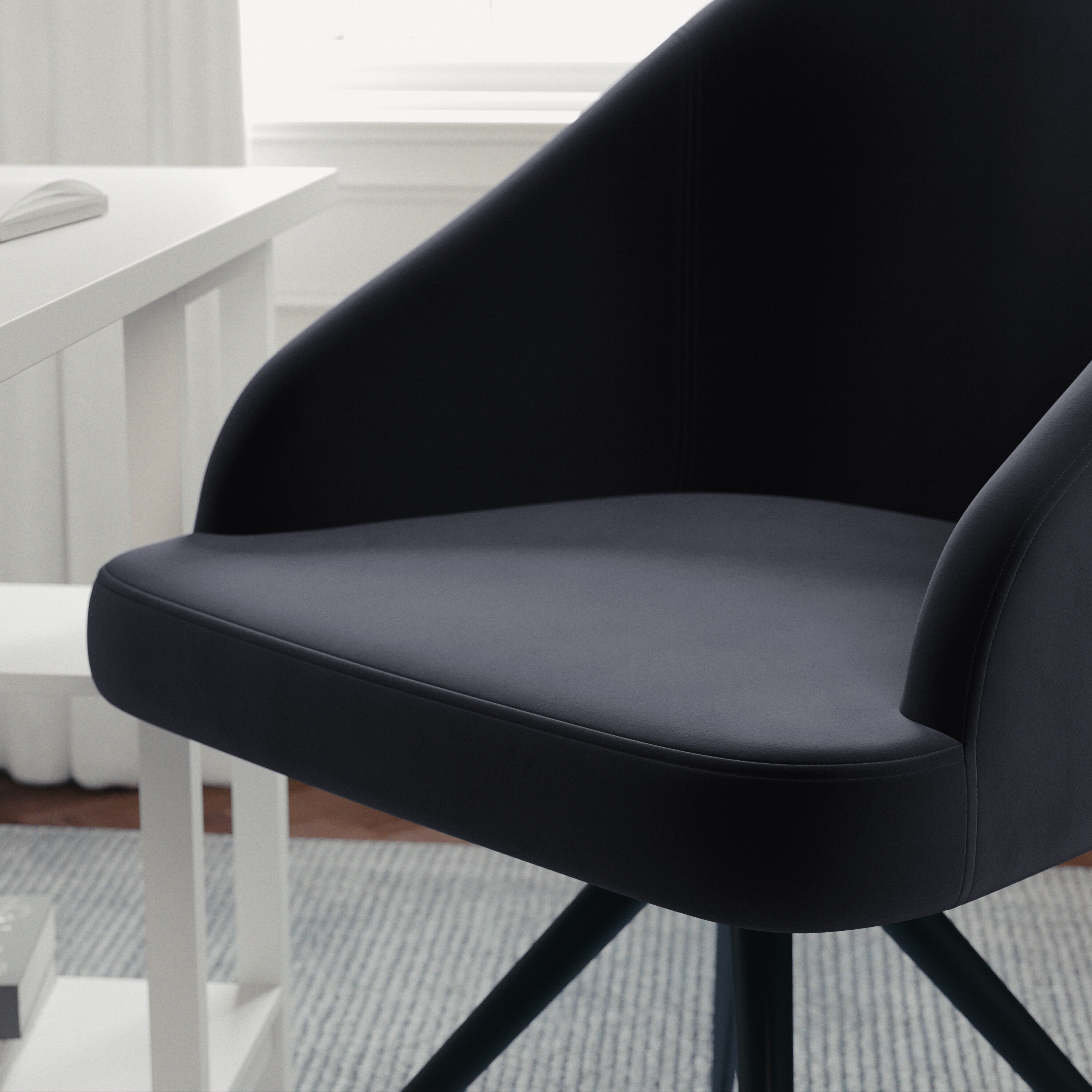 Gray Velvet and Oil Rubbed Bronze Swivel Office Chair