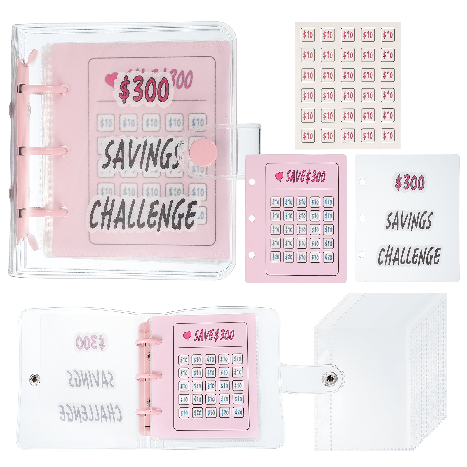 PATIKIL 300 USD Savings Challenges Book Money Saving Binder with 25 Pages Reusable Budget Envelope Cash Envelopes for Budgeting Financial Planner