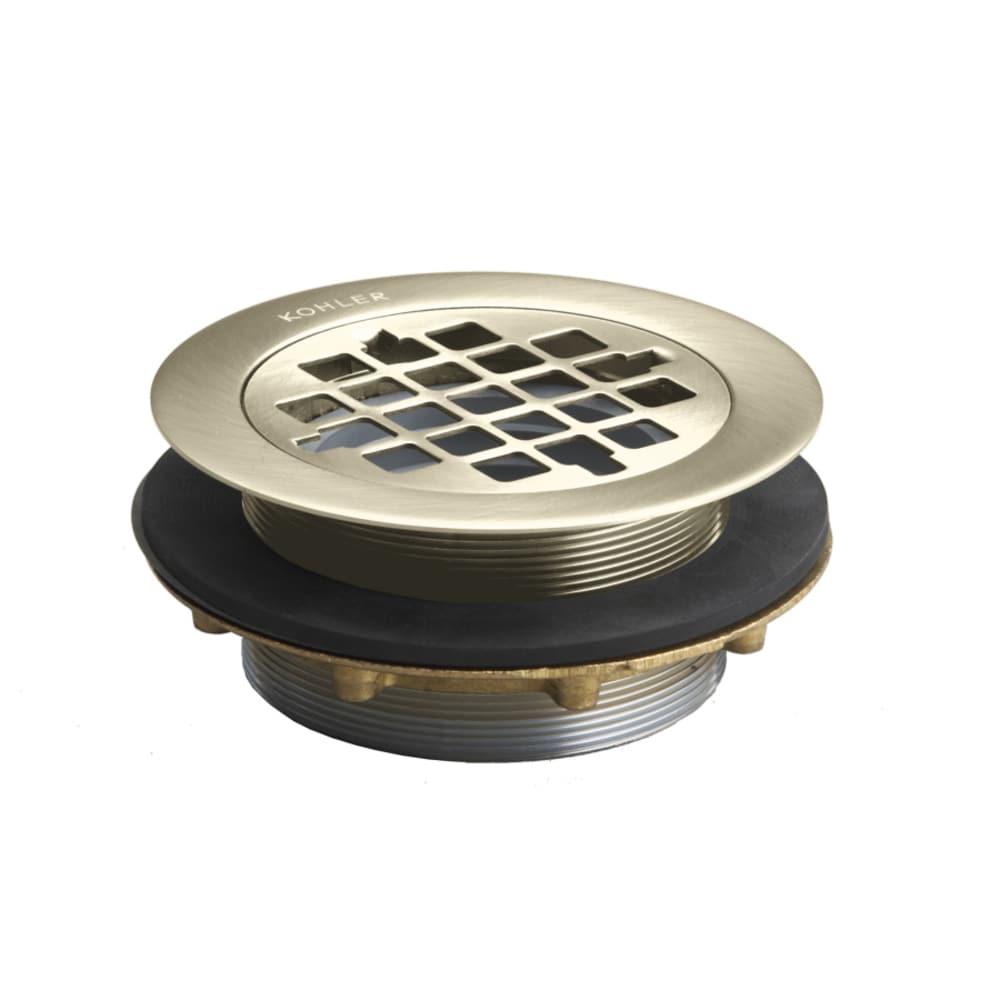 KOHLER 9132-BN Round Shower Drain For Use with Plastic Pipe, Gasket Included, Vibrant Brushed Nickel