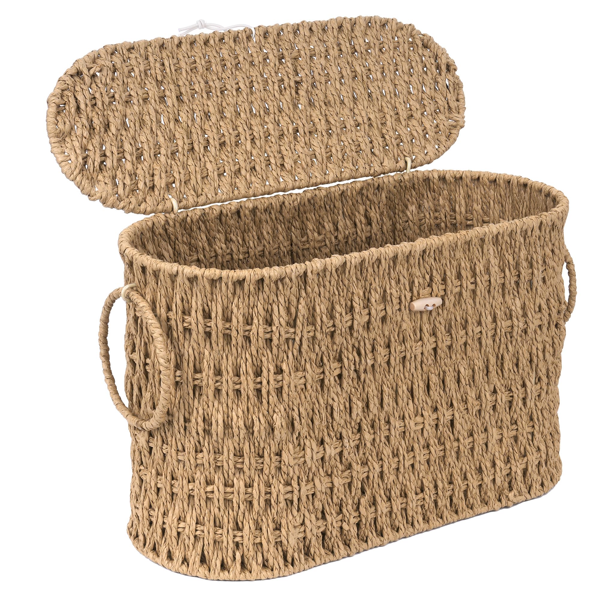 CYQBD Seagrass Toilet Paper Storage Basket With Lid