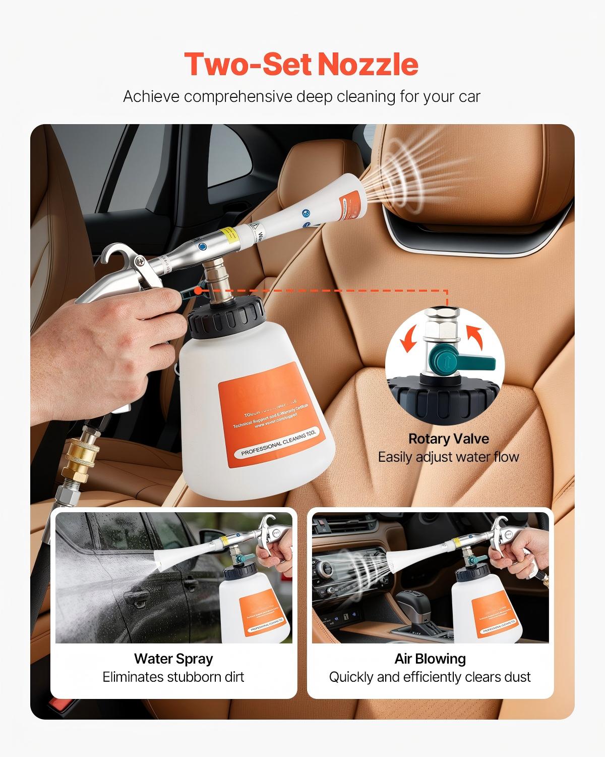 SUGIFT Vortex Cleaning Gun with Dual Nozzle Control and Adjustable