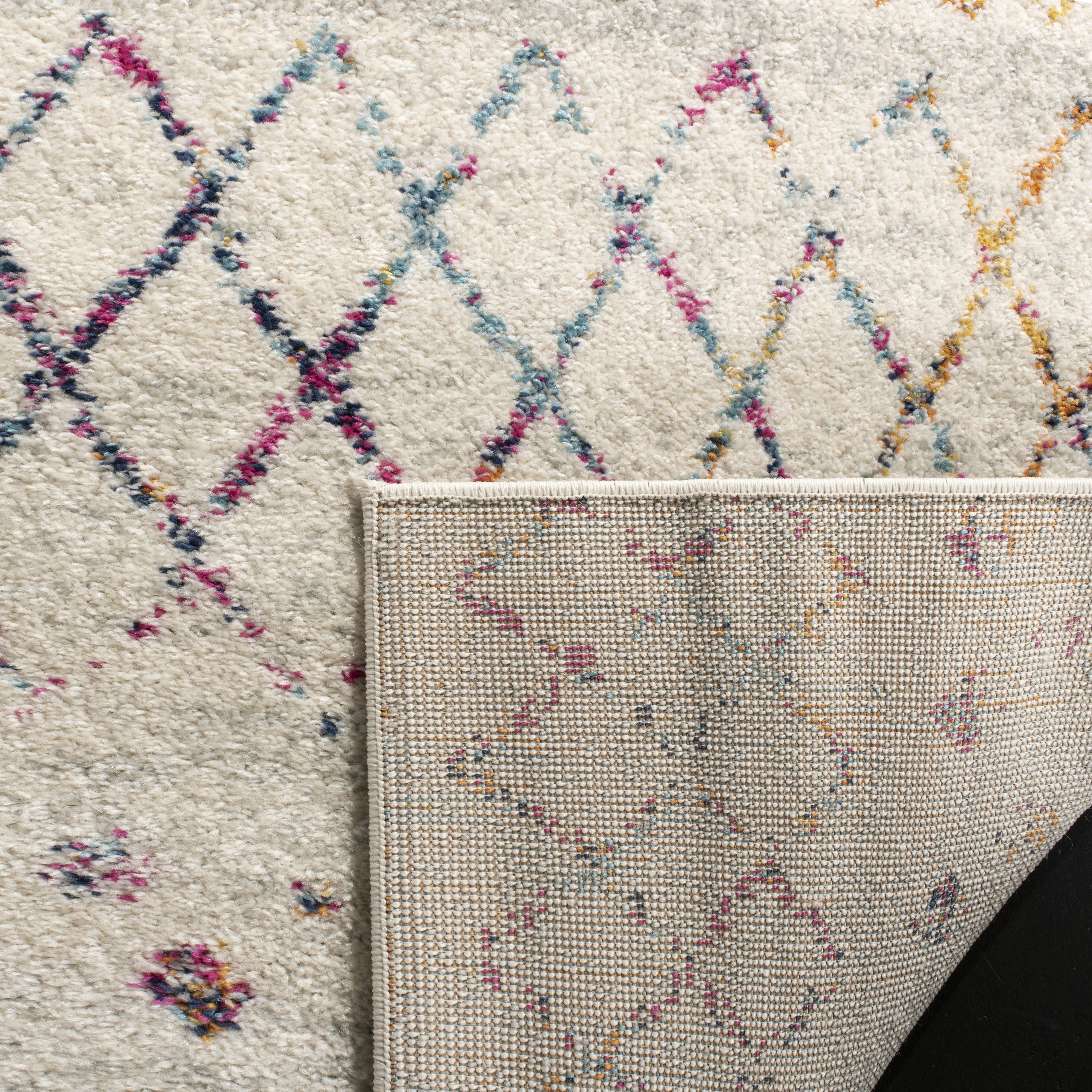 Ivory & Fuchsia Moroccan Boho Distressed 8' x 10' Area Rug