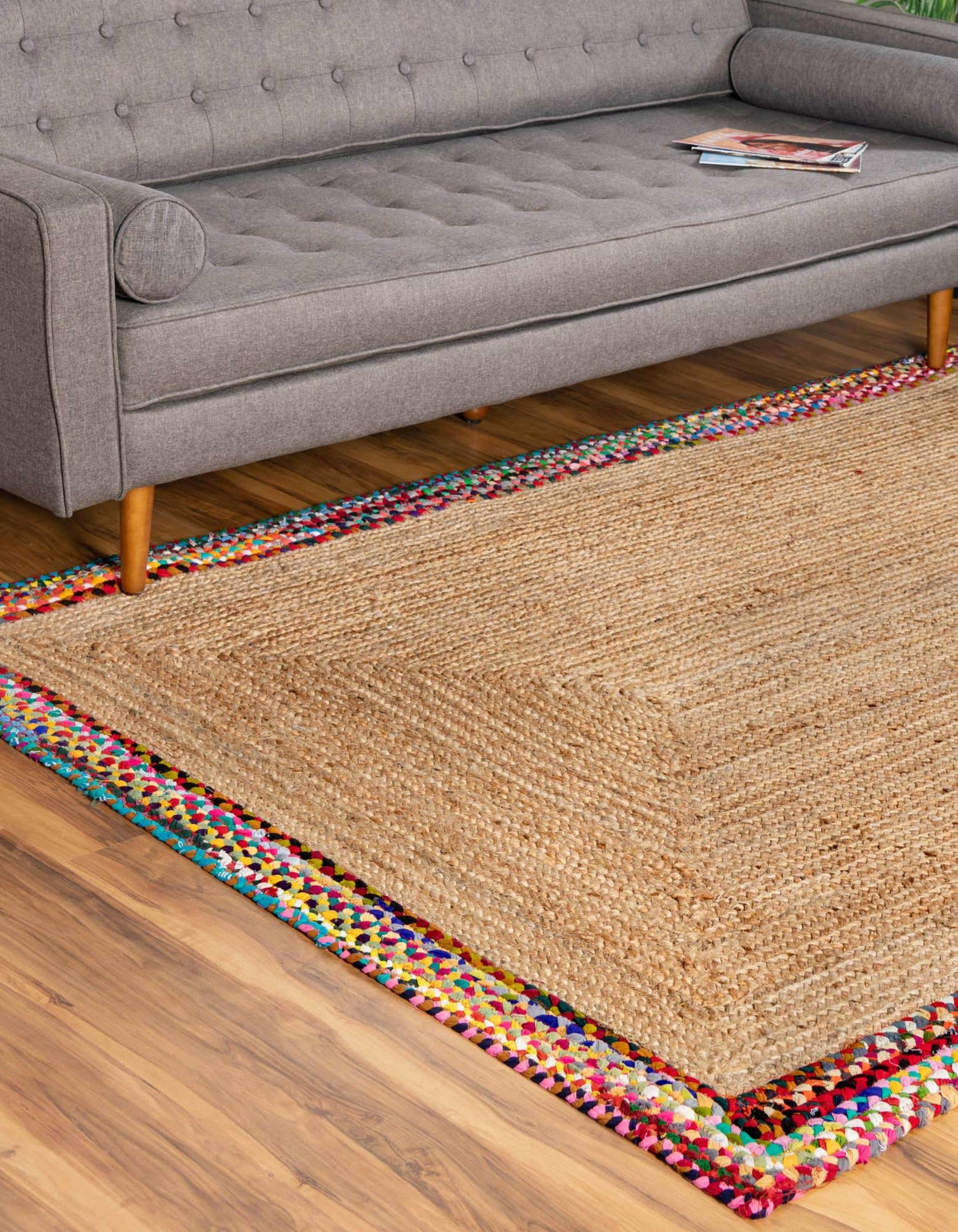 Handmade Blue and Brown Braided Jute 5' x 8' Area Rug