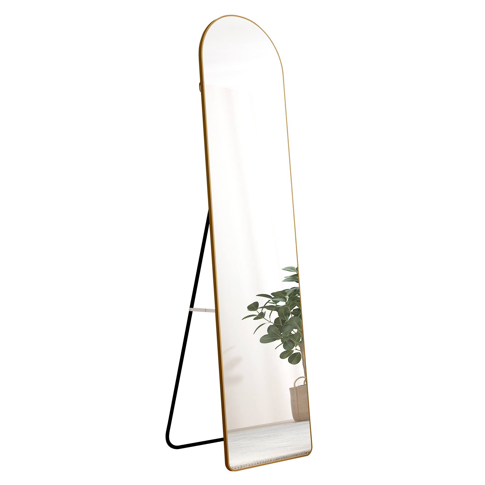 Kahomvis FLY-QPW6-6574 14-Inches W x 57.5-Inches H Rectangle Gold Framed Full Length Floor Mirror