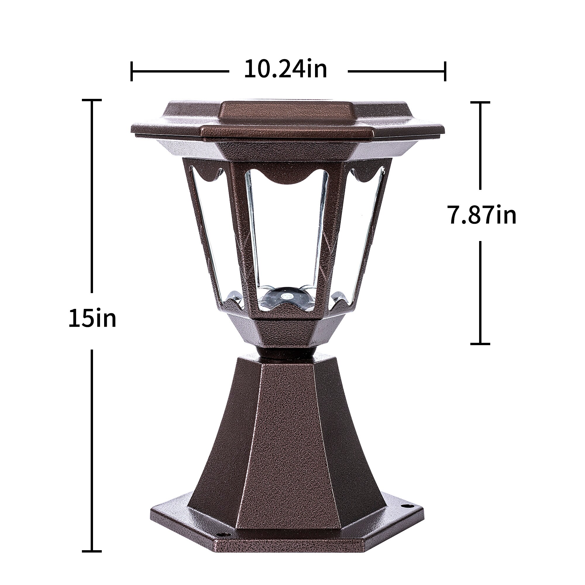 GIGALUMI Outdoor Solar Brown Aluminum Integrated LED Post Light In The ...