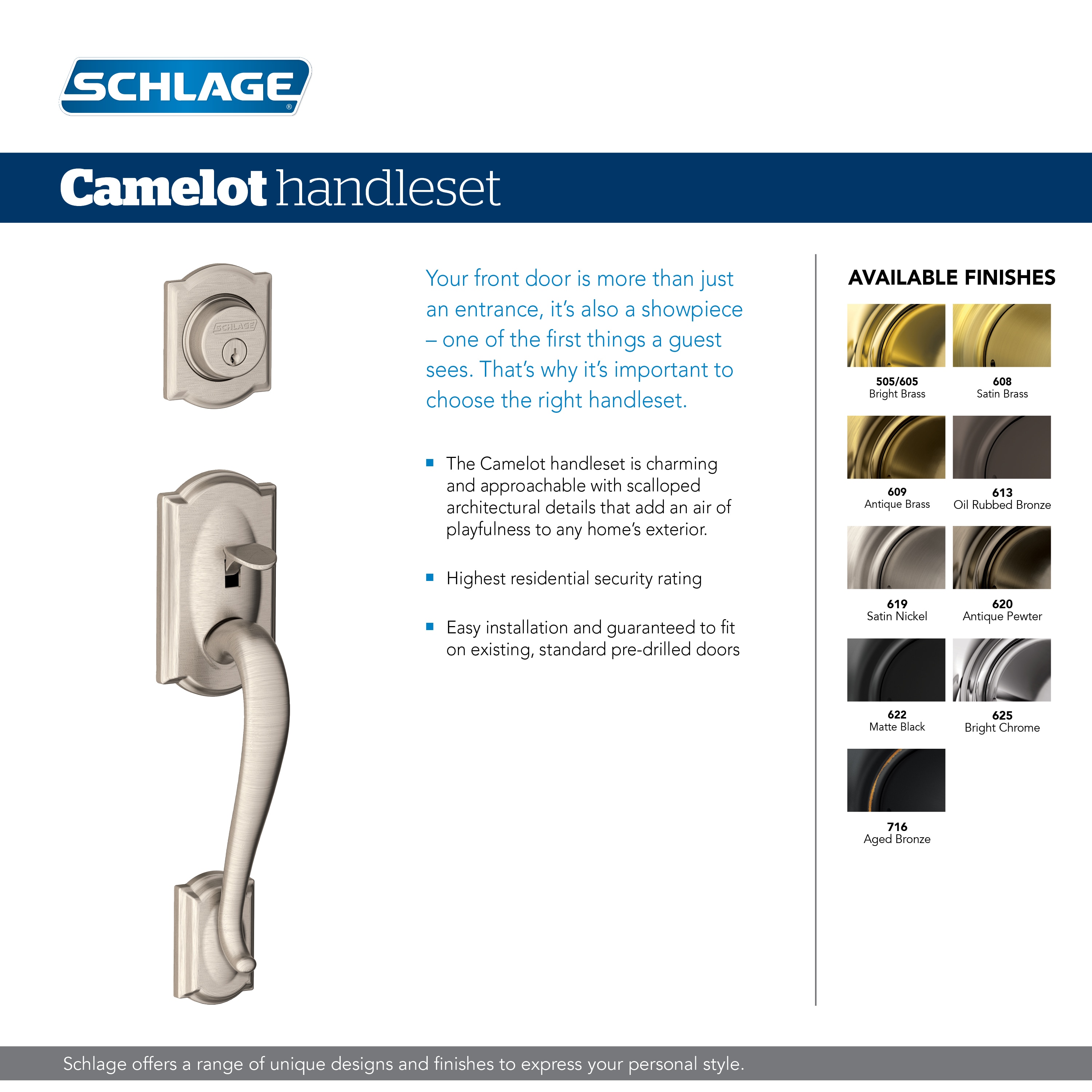 Schlage Camelot Aged Bronze Entry Door Handleset Knob in the