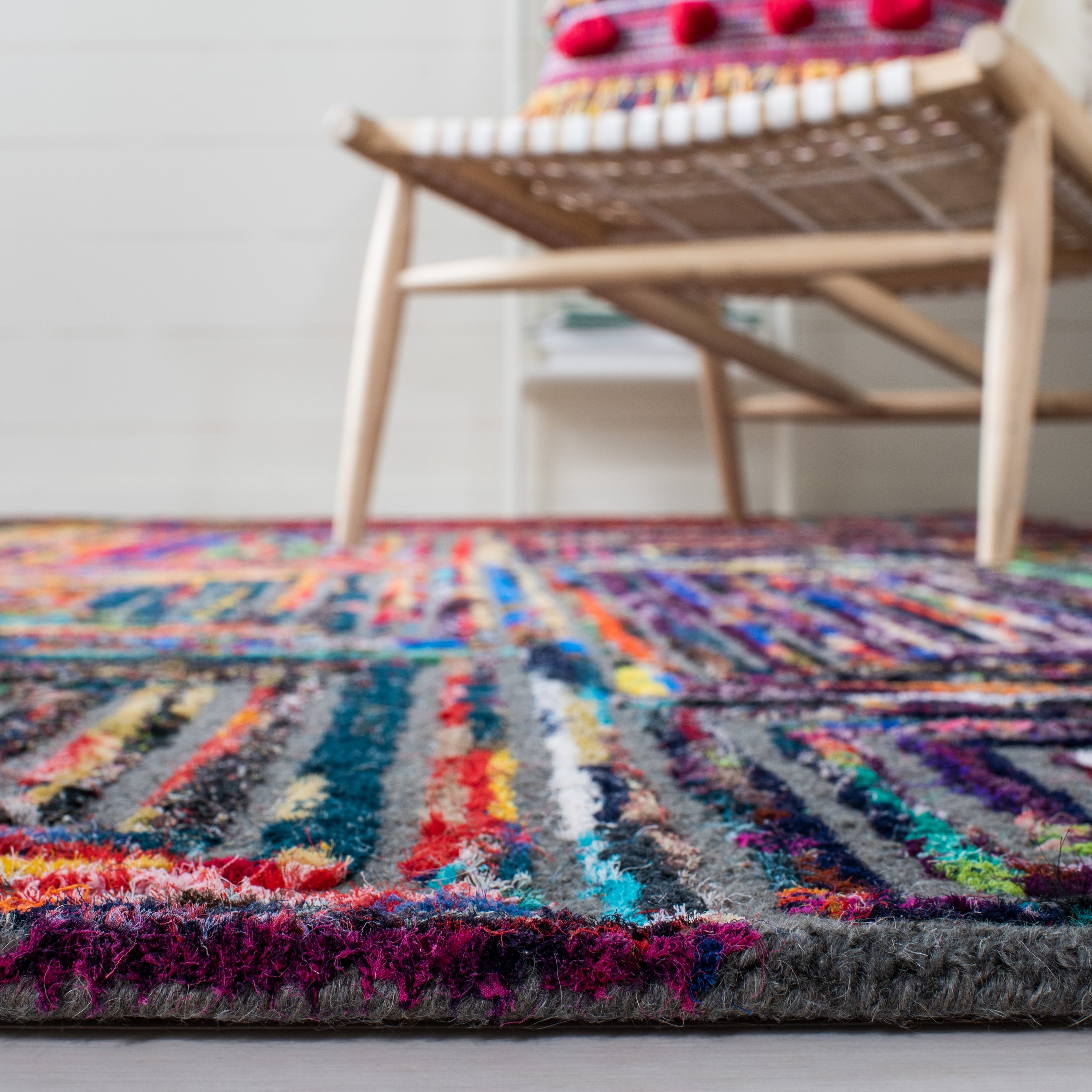 Gray Handmade Wool and Cotton Tufted Kids Rug, 6' x 9'
