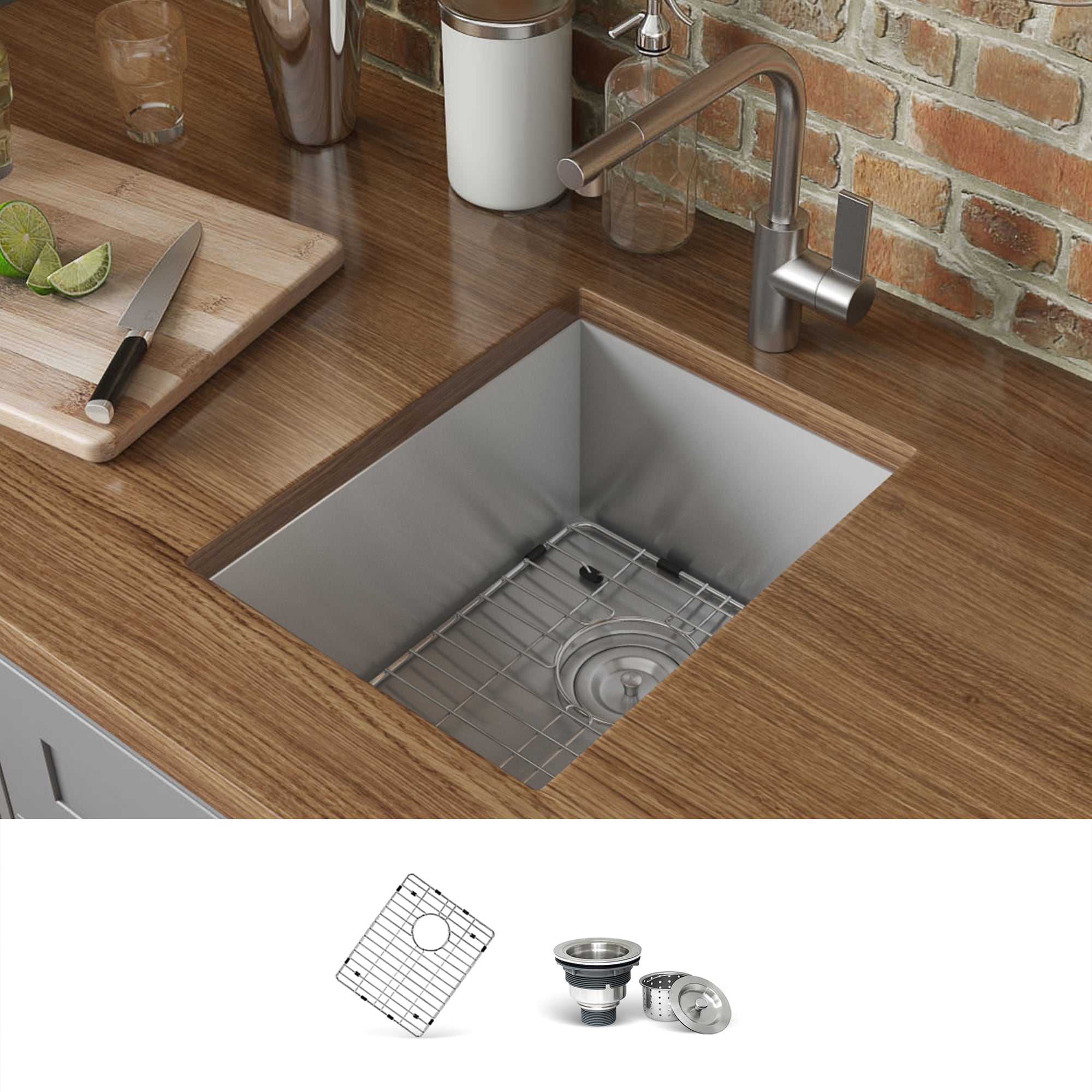 Ruvati RVH7111 Nesta Undermount 18-in x 16-in Stainless steel Single bowl 16 -Gauge Kitchen Sink