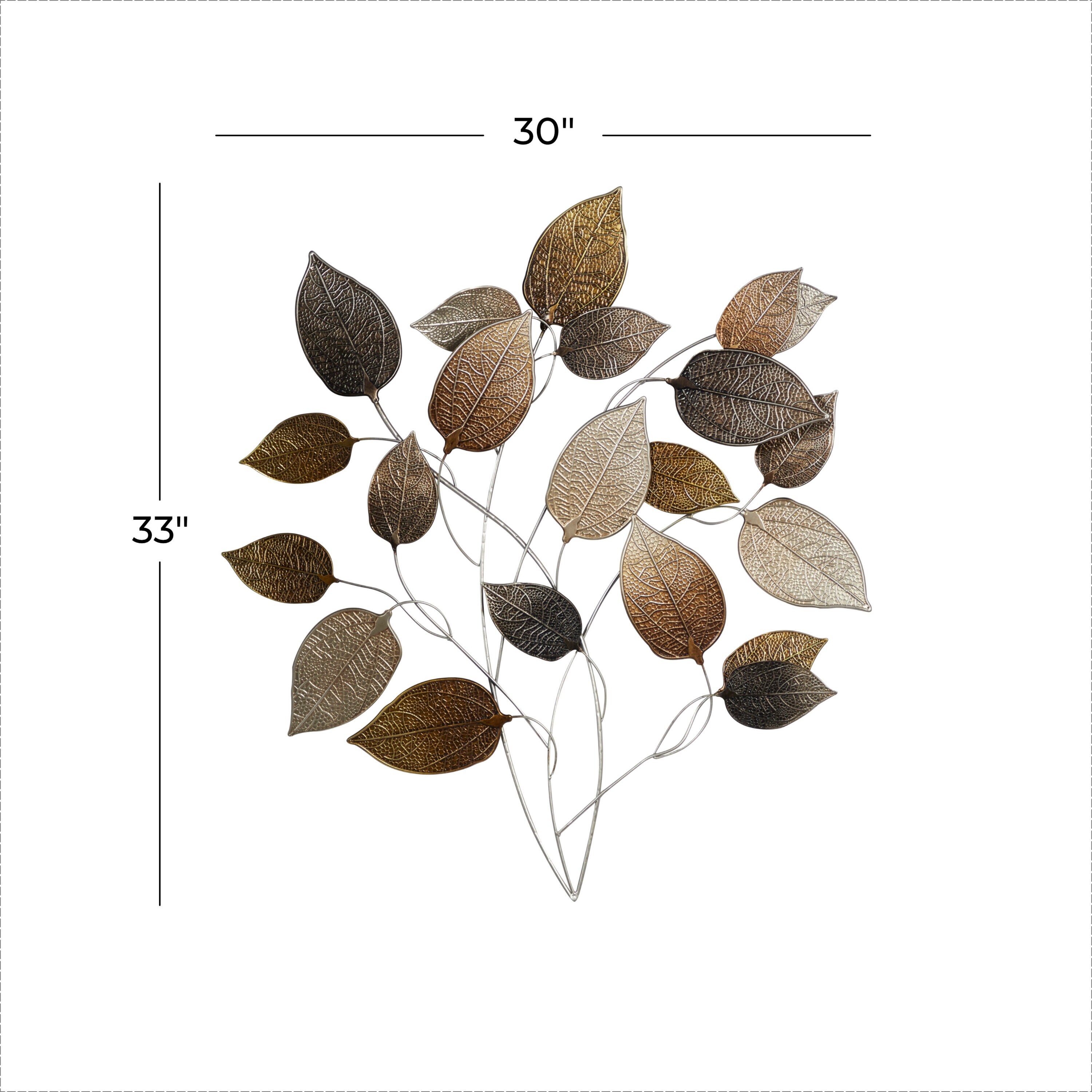 Grayson Lane 30-in W x 32.5-in H Metal Textured Leaf with Multiple ...