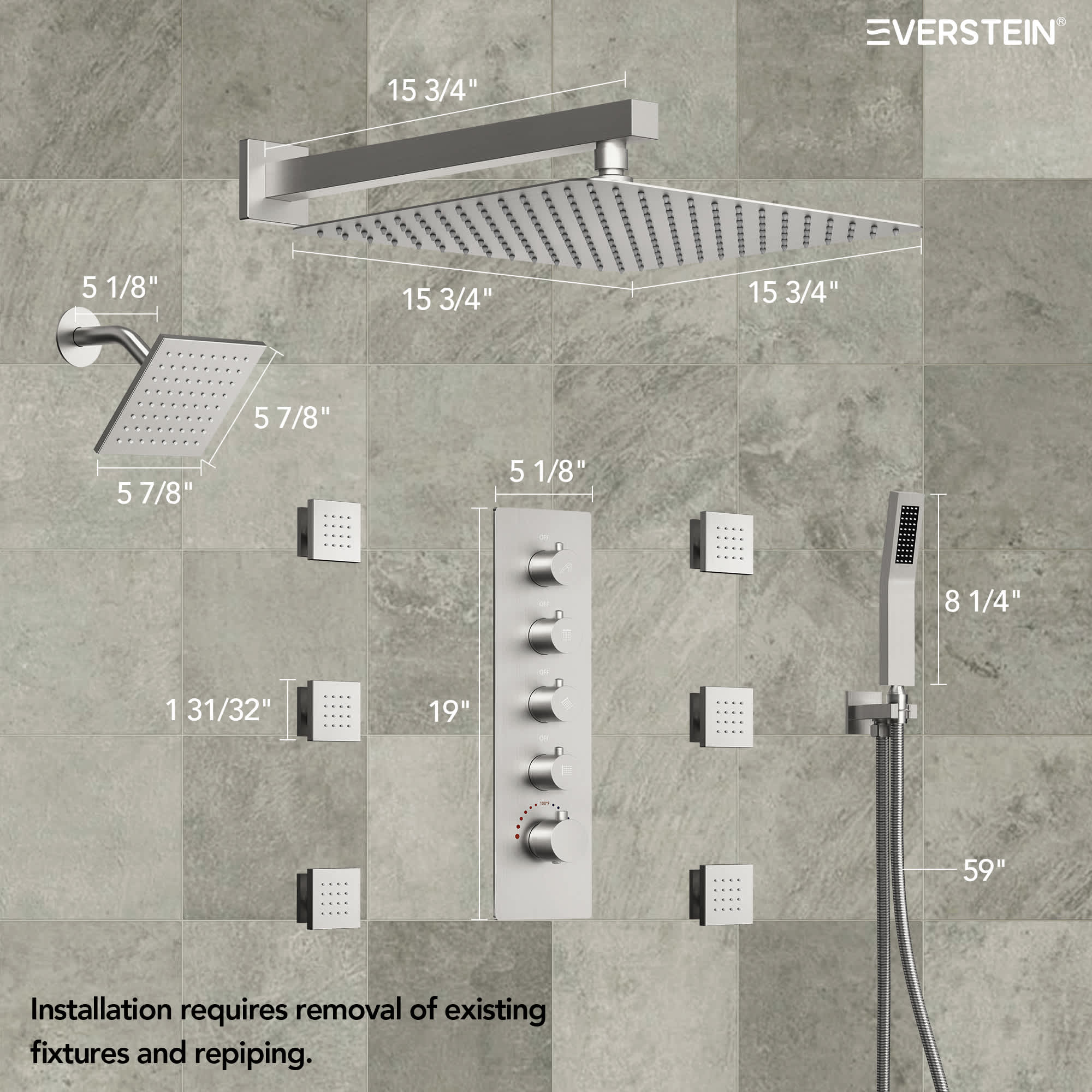 EVERSTEIN SFS-1064-NK16 Tub-Shower-Faucets - View #9
