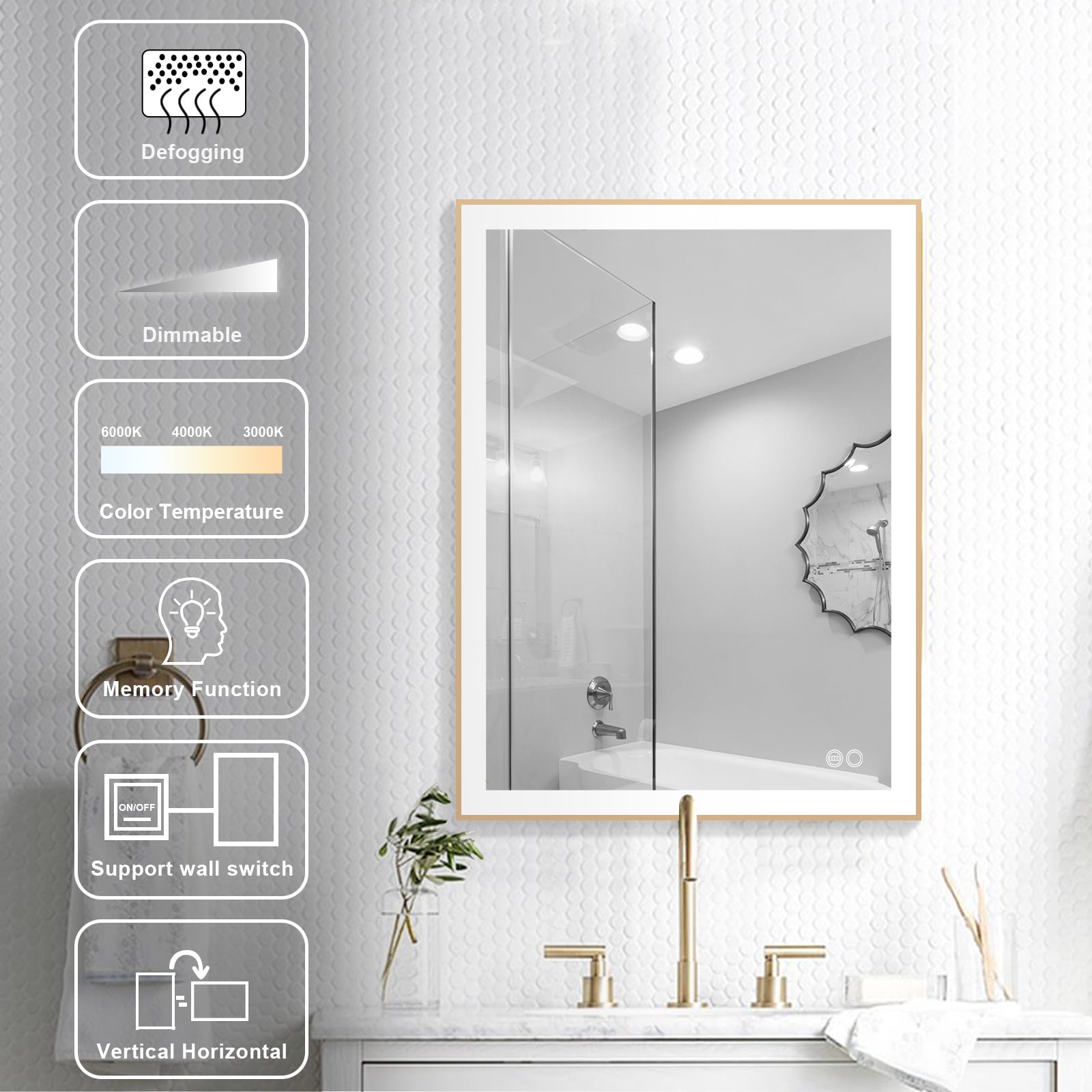 Forclover MRAL-5F2432GD Framed-Bath-Mirrors - View #4