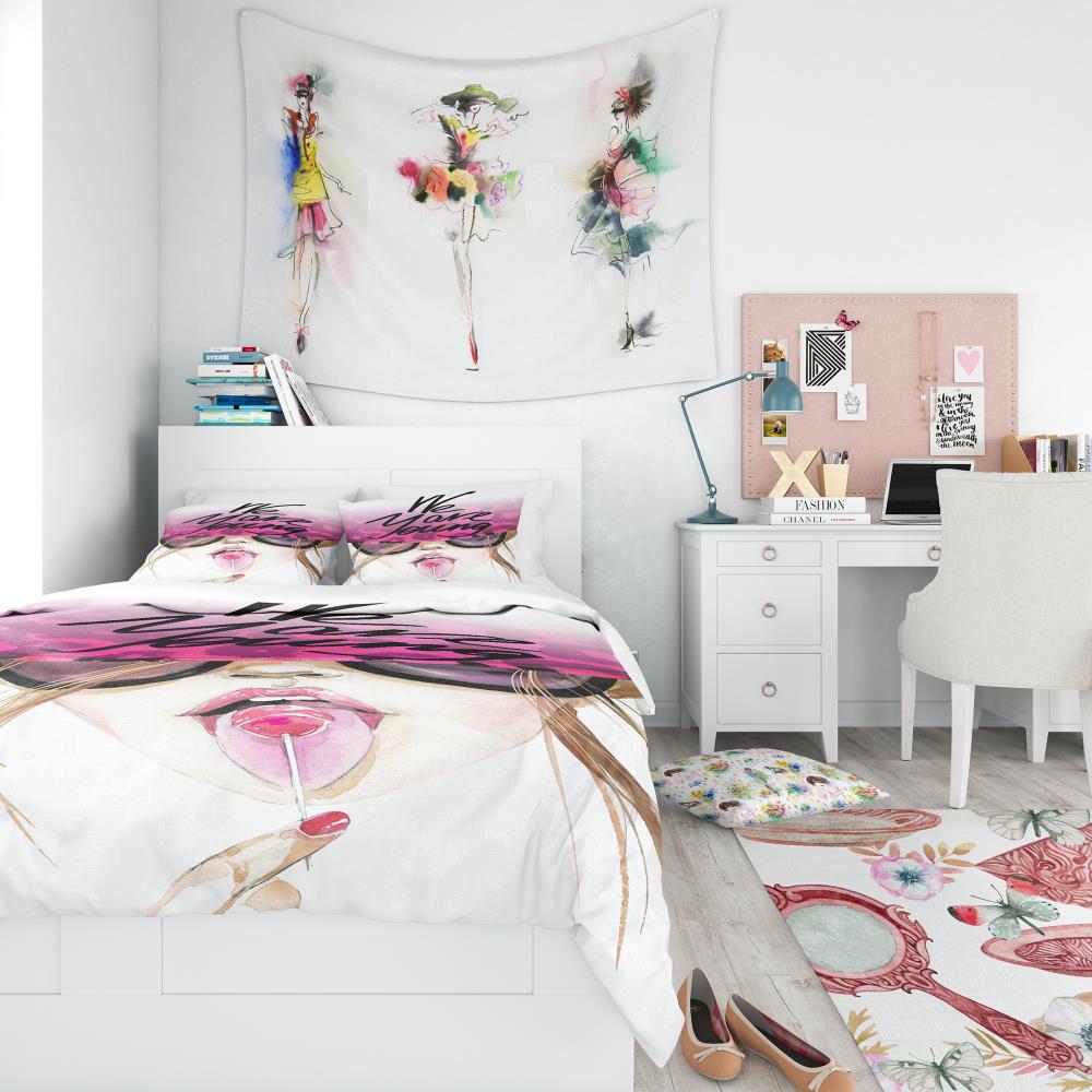 Designart BED13256-T 3 -Piece Pink Twin Duvet cover Set