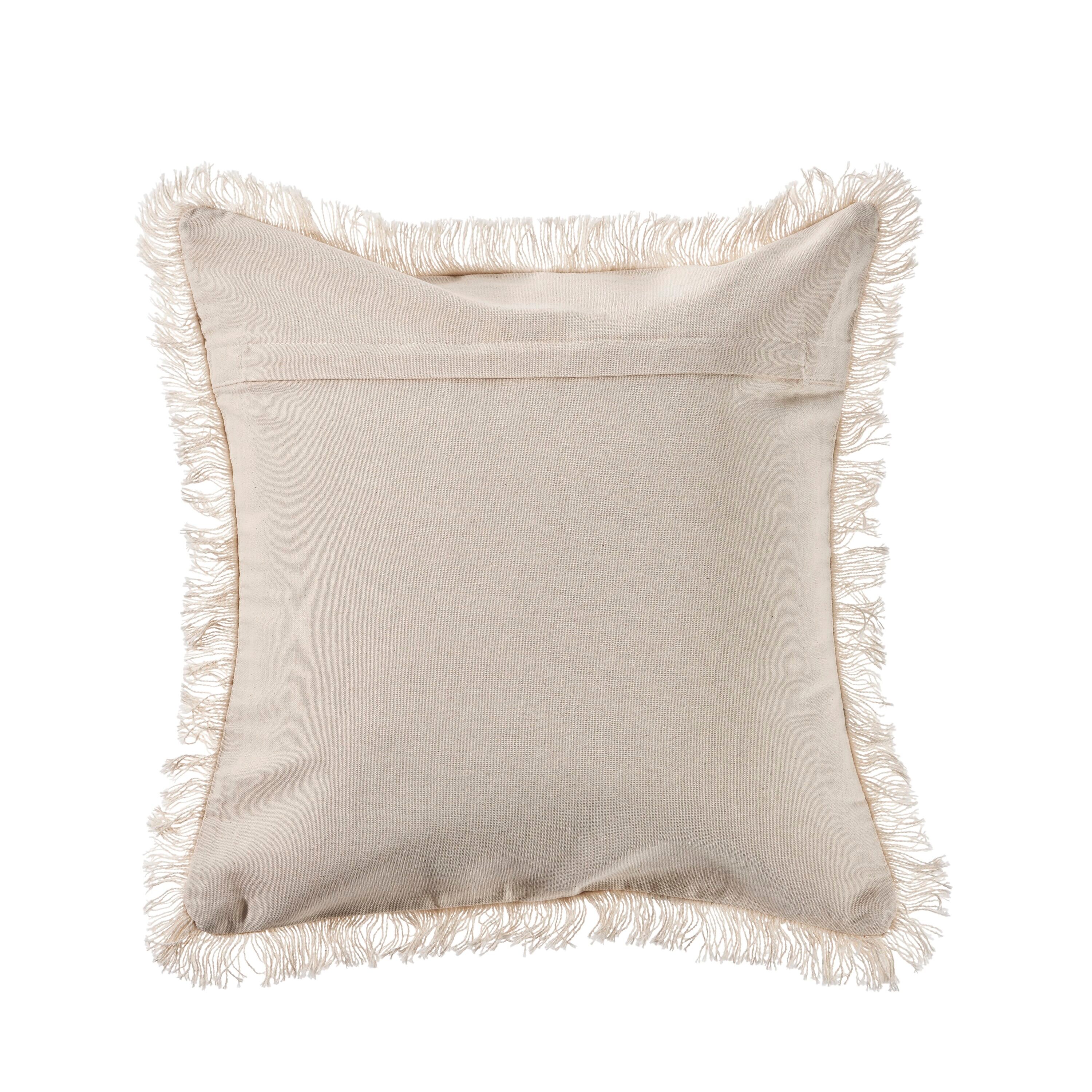 Coastal Blue Octopus Fringed Square Cotton Pillow
