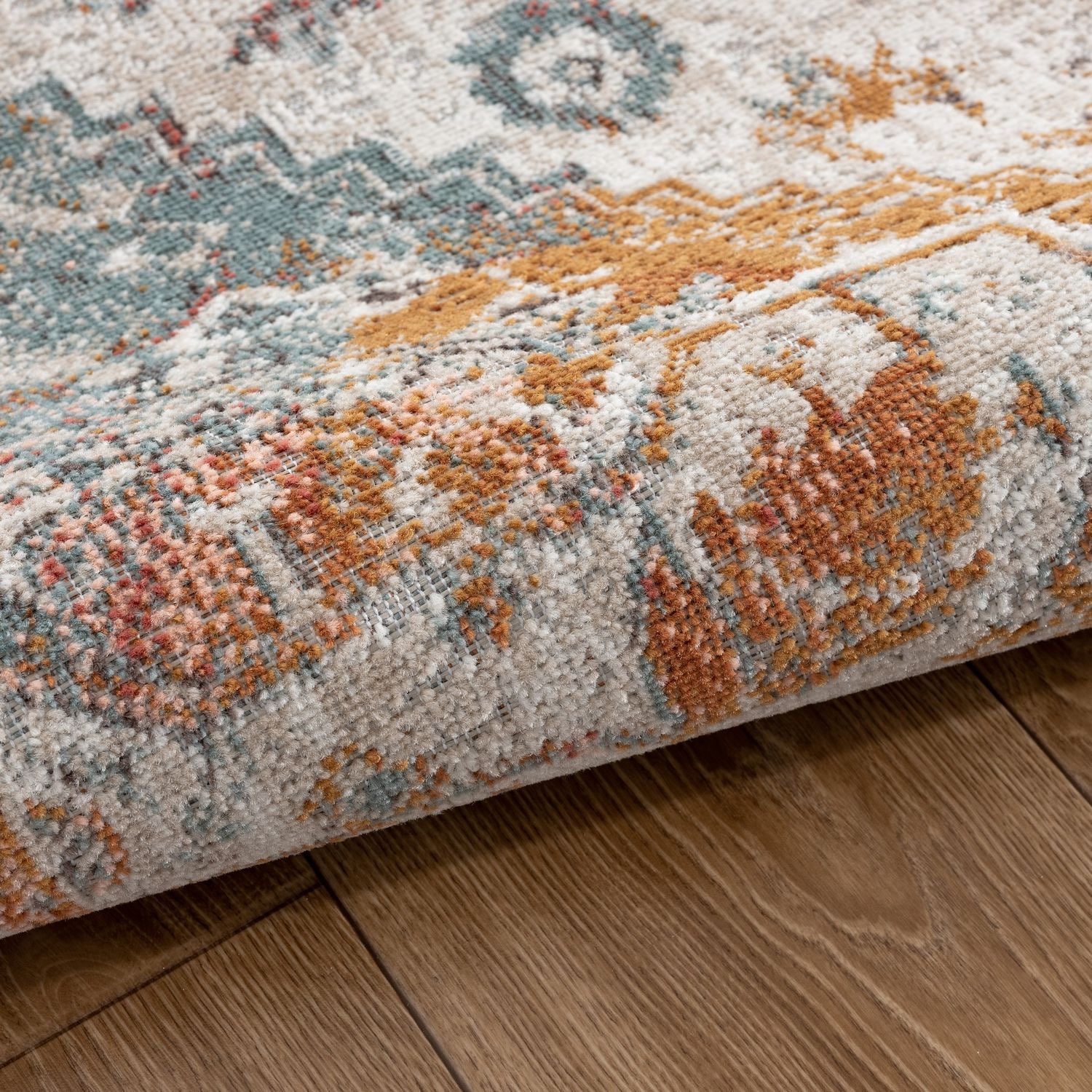 Blake 5'3" x 7'10" Blue and Beige Synthetic Area Rug