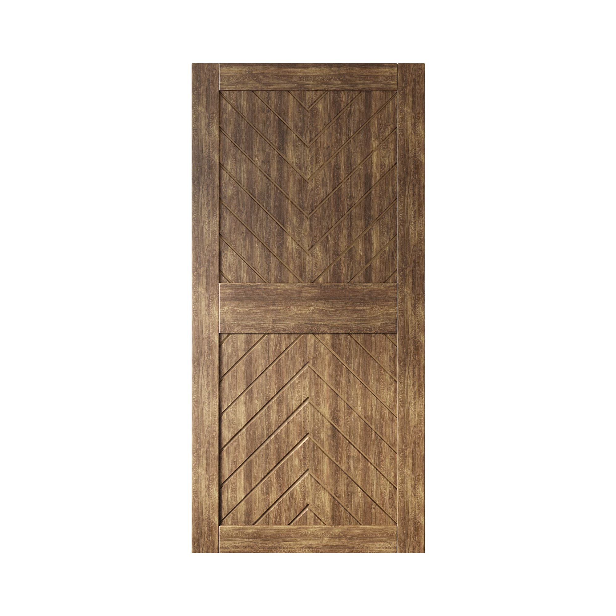 HOMACER JT4-3284-WA 32-in x 84-in Dark Walnut Herringbone Pine Wood Solid core Single Barn Door (Hardware Not Included)