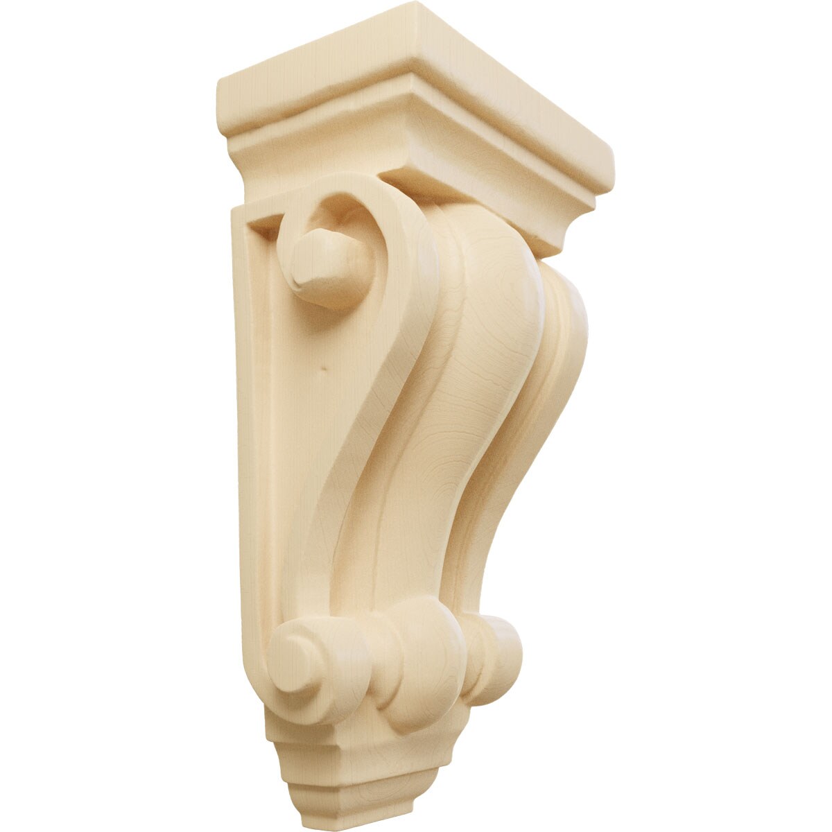 Ekena Millwork CORW04X02X07COMA 4-in x 2.5-in x 7.5-in Unfinished Maple Wood Paintable/Stainable Corbel