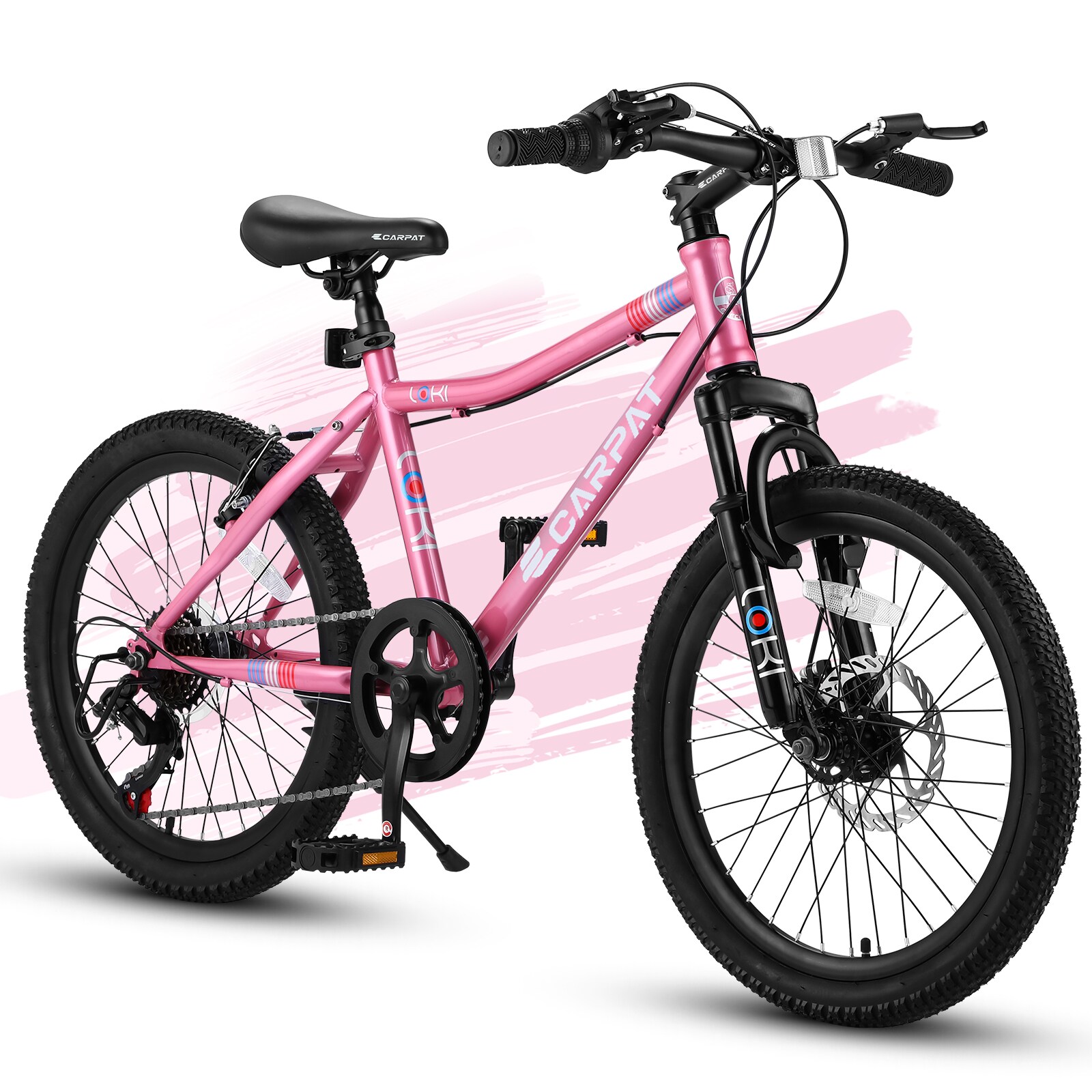 JUSHUA 20inch Kids Bike Boys Girls Mountain Bike Ages6-12 and 7 Speed Front Suspension Disc Brake Rear V Brake High Steel Frame