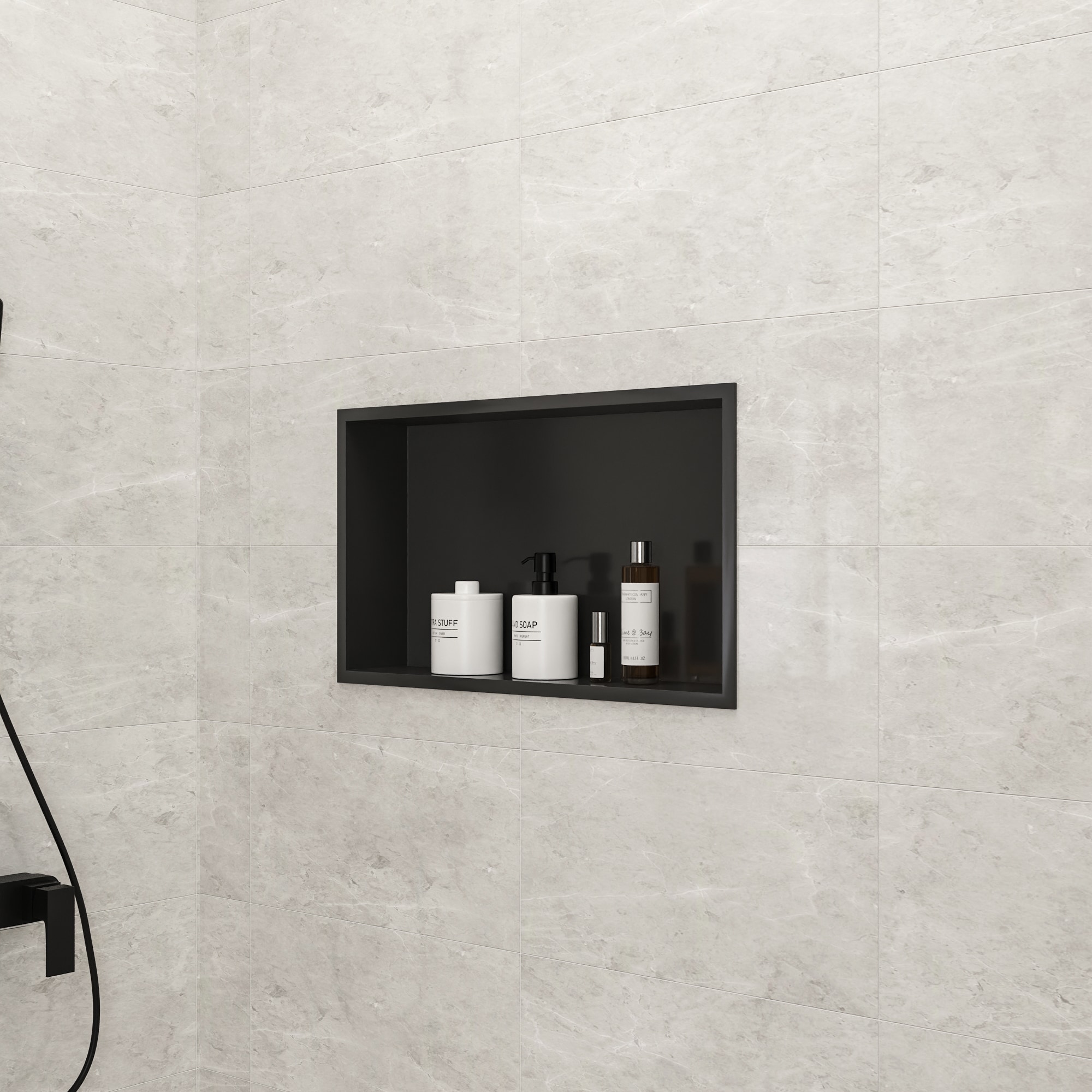 Matte Black Stainless Steel Rectangular Wall Mount Shower Niche