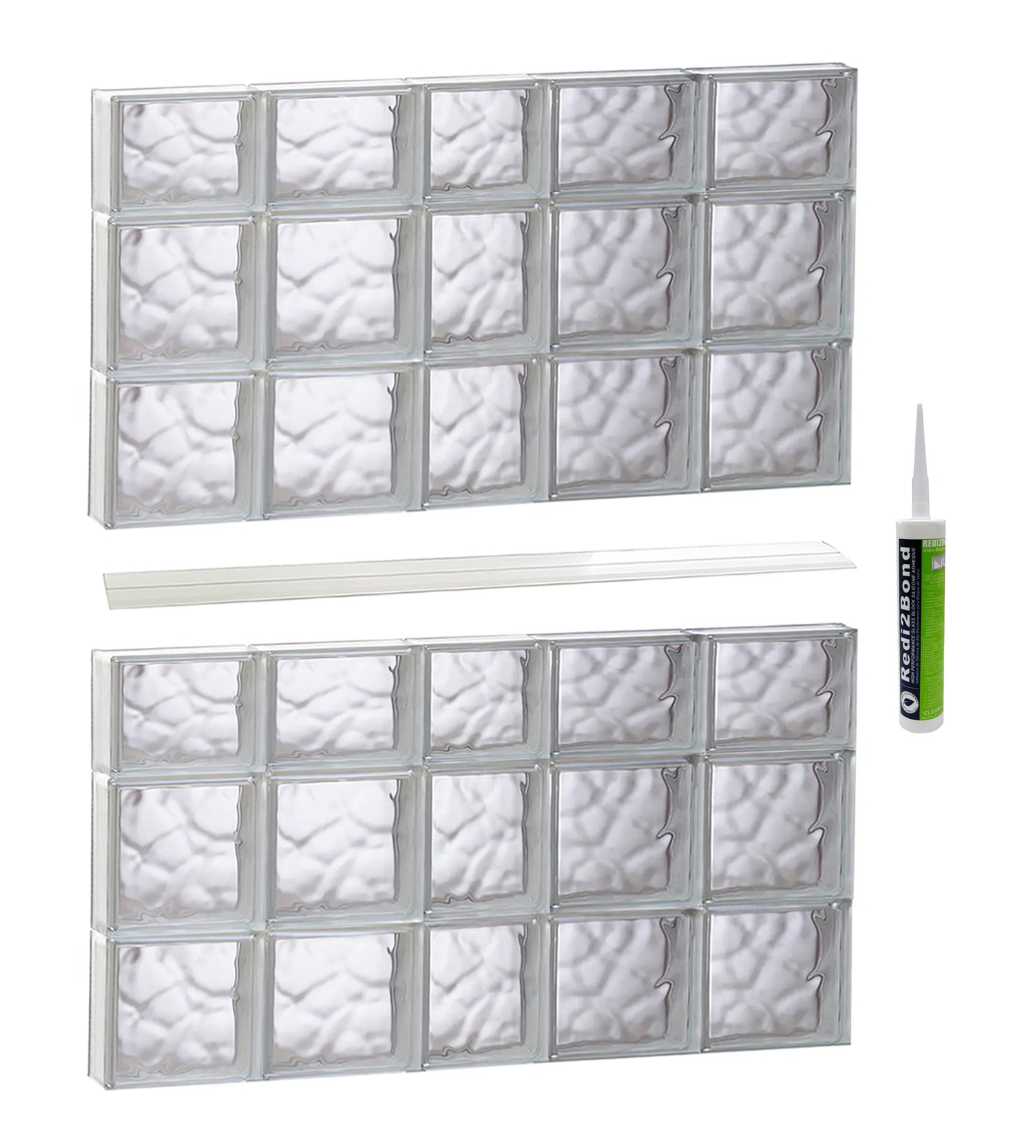 REDI2SET S3844DC Wavy Glass 36-3/4-in x 42-1/2-in Frameless Replacement Glass Block Window