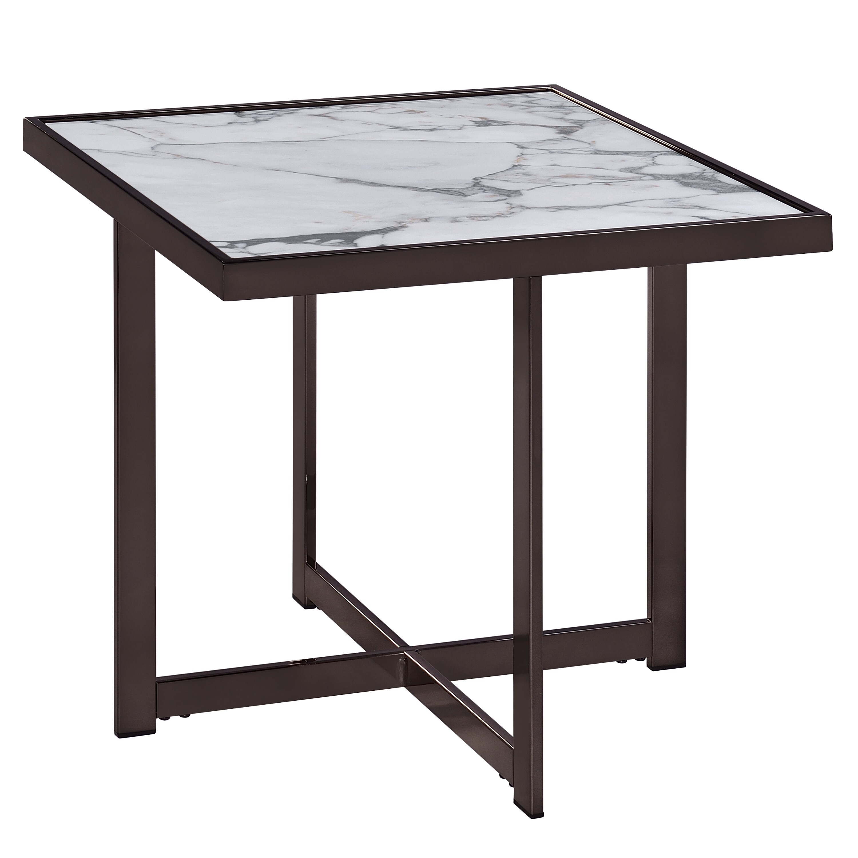 Steve Silver KY200WE 23.25-in W x 22-in H White Stone Square Modern End Table Assembly Required