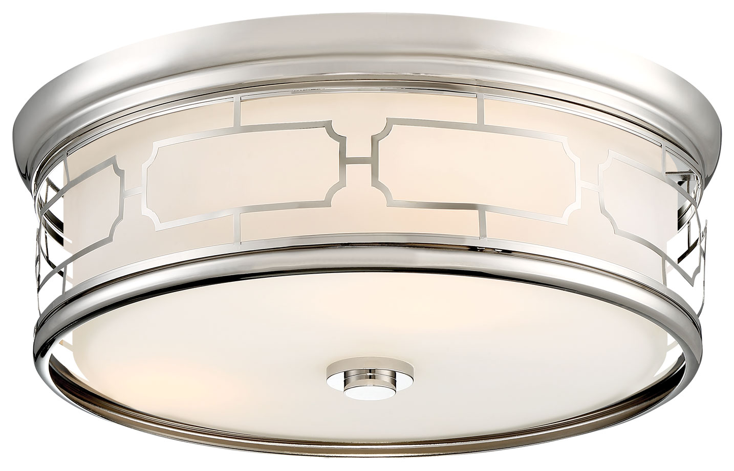 Elegant Polished Nickel 16" LED Drum Flush Mount with Opal Glass
