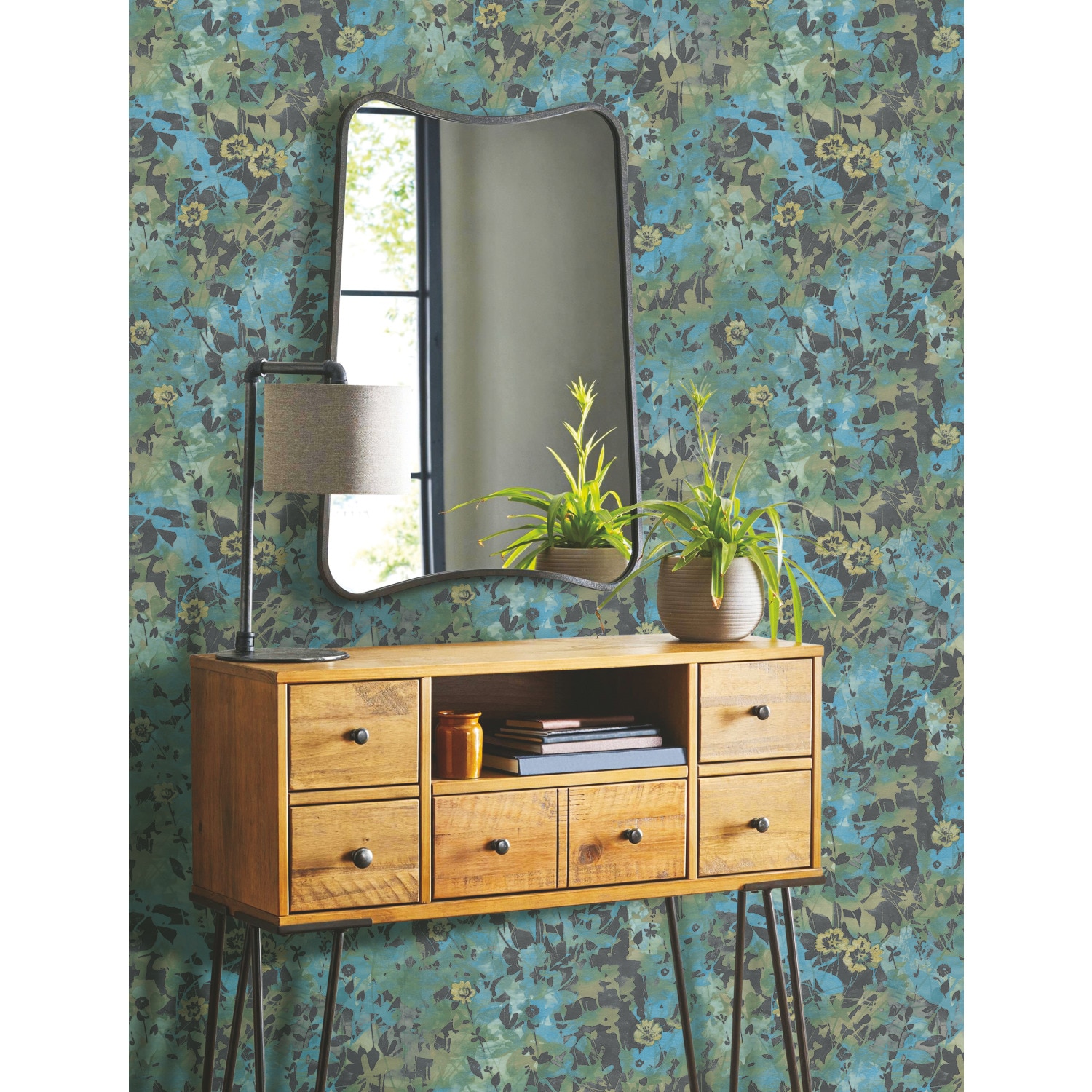 RoomMates RMK11565RL 28.29-Sq. Feet Green Vinyl Floral Self-adhesive Peel and Stick Wallpaper