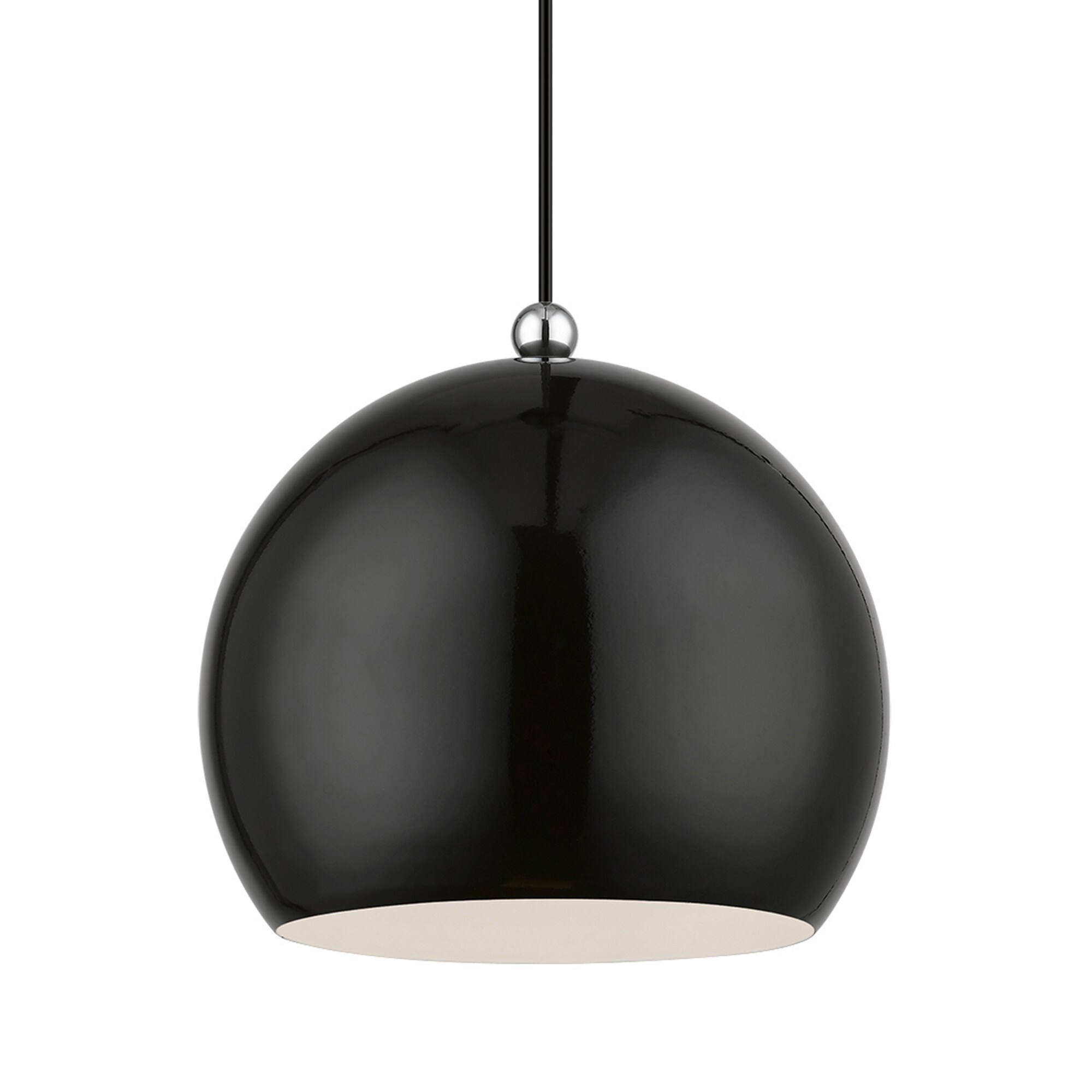 Stockton 11.75" Black and White Globe Pendant with Chrome Accents