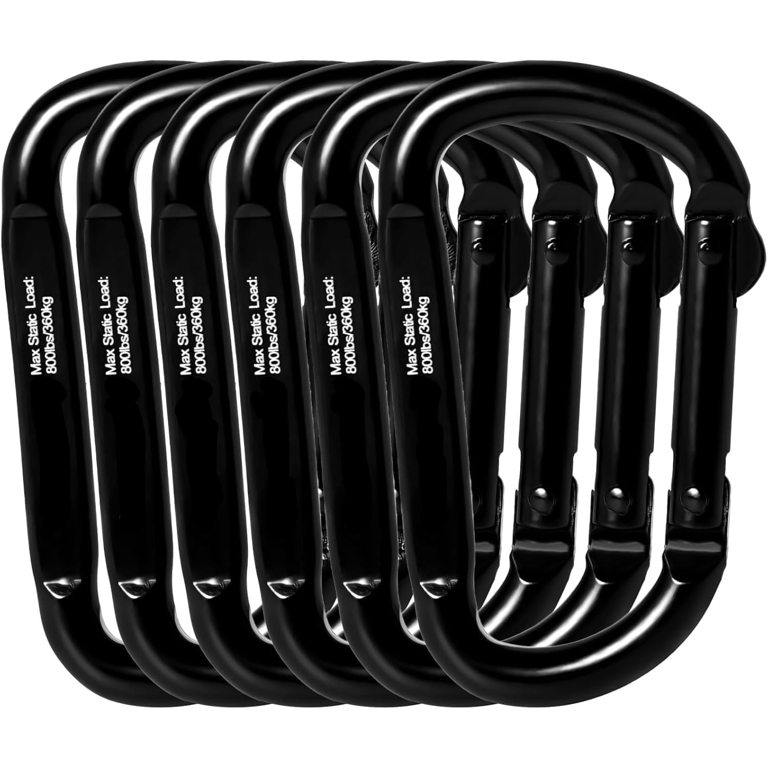 Etokfoks -  heavy duty carabiner clip set of 6 iron D ring key chain clips with 6 keyrings 2 5 in...