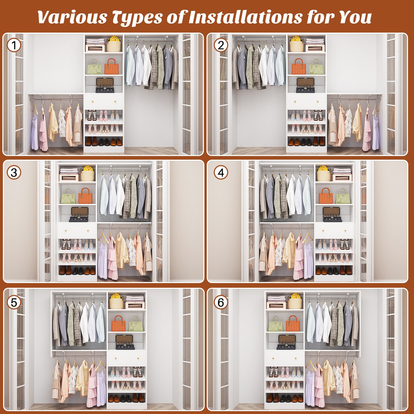 Aheaplus YCG-DCTSCB1TJZ-WHITE Wood-Closet-Kits - View #8
