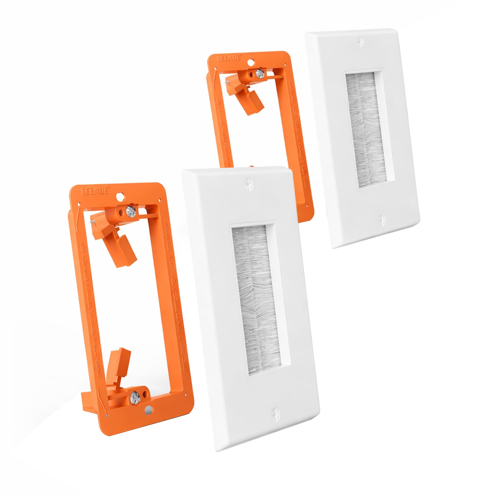 Etokfoks Single Gang Brush Wall Plate Cable Pass Through Decorator Cover White for Low Voltage Wires 2 Pack #LETQTPOWI