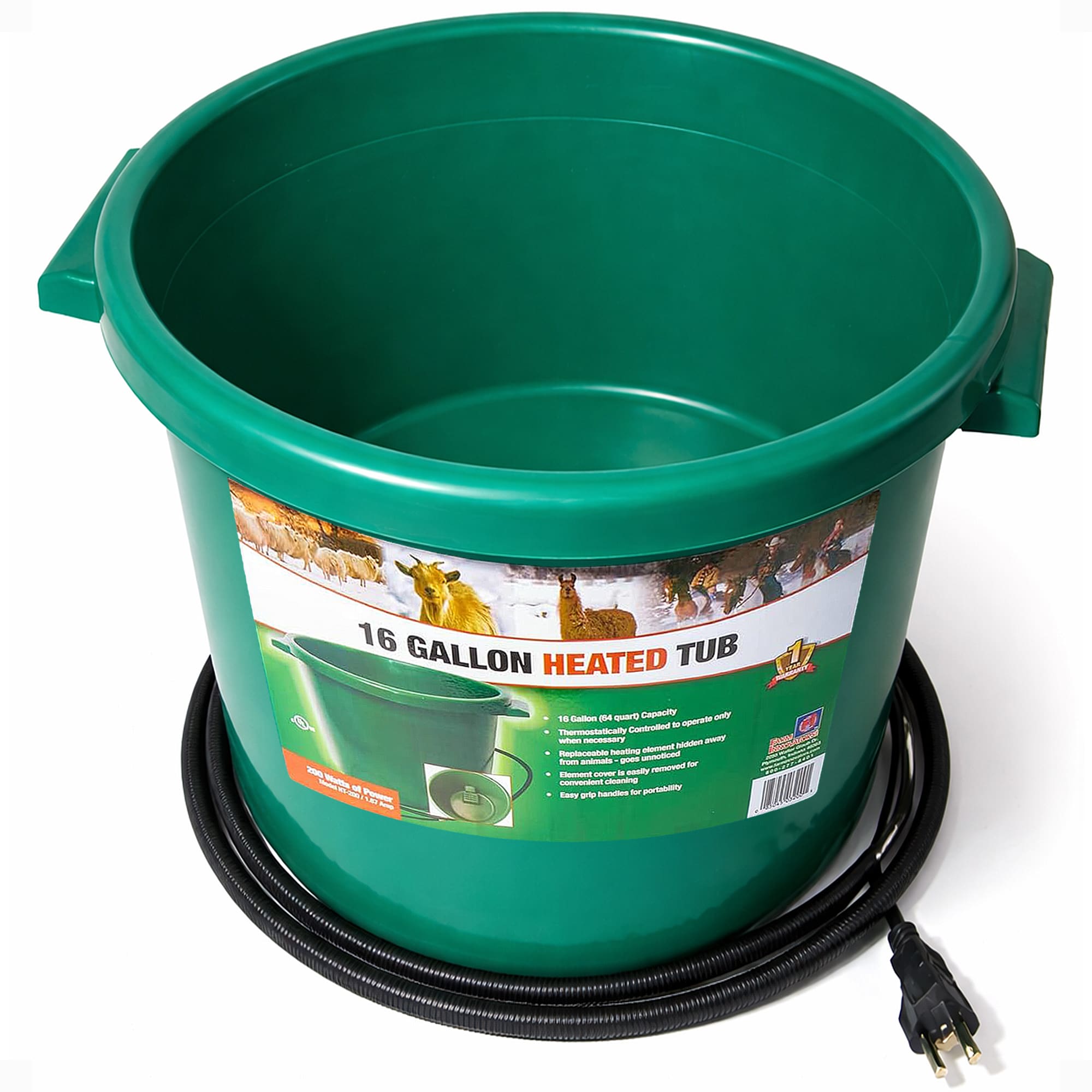  Heated Bucket Livestock Water Bowl w/Heating Element 16 Gallon