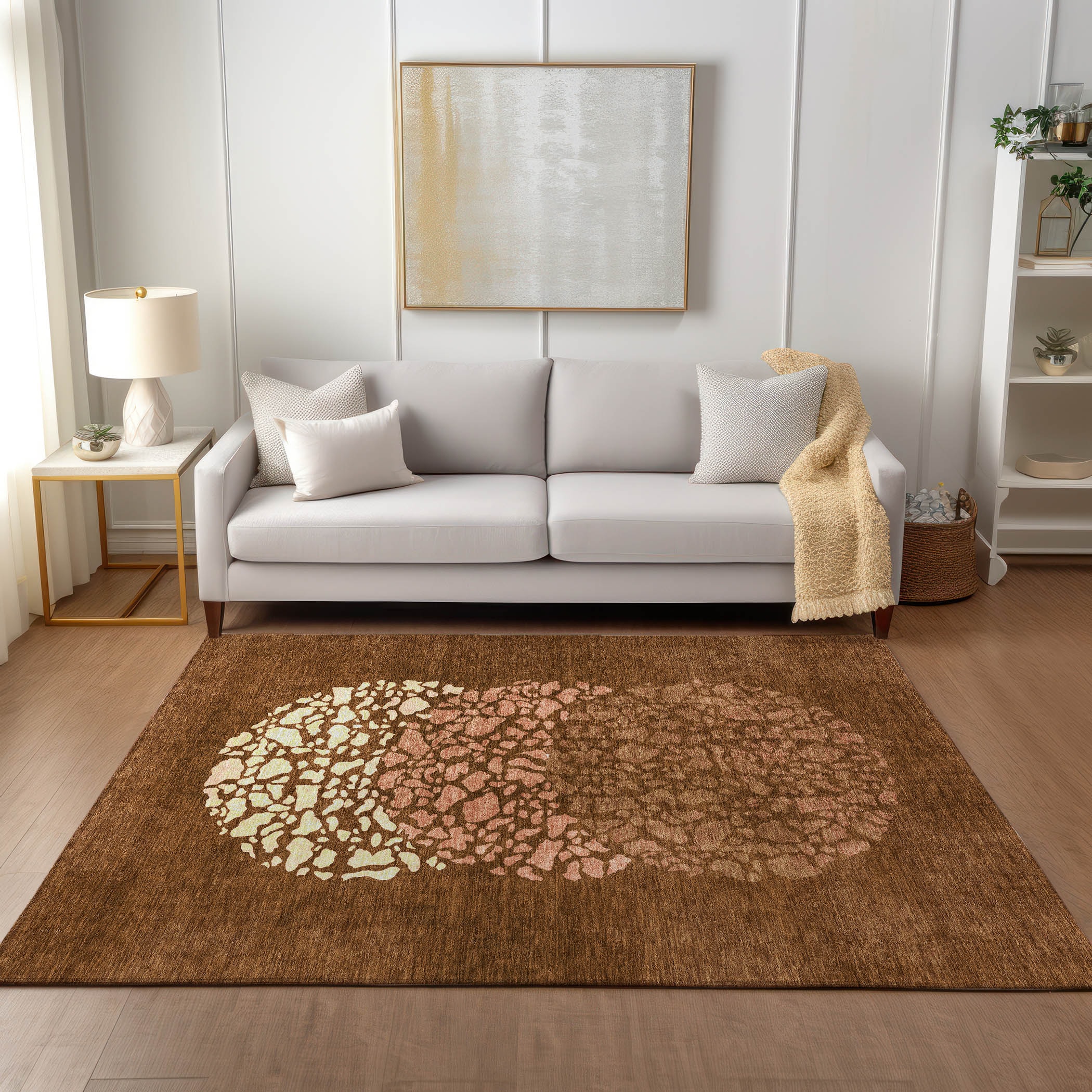 Addison Rugs ACN643PK5X8 Chantille ACN643PK 5 x 7 (ft) Polyester Paprika Rectangular Indoor/Outdoor Geometric Machine washable Area rug