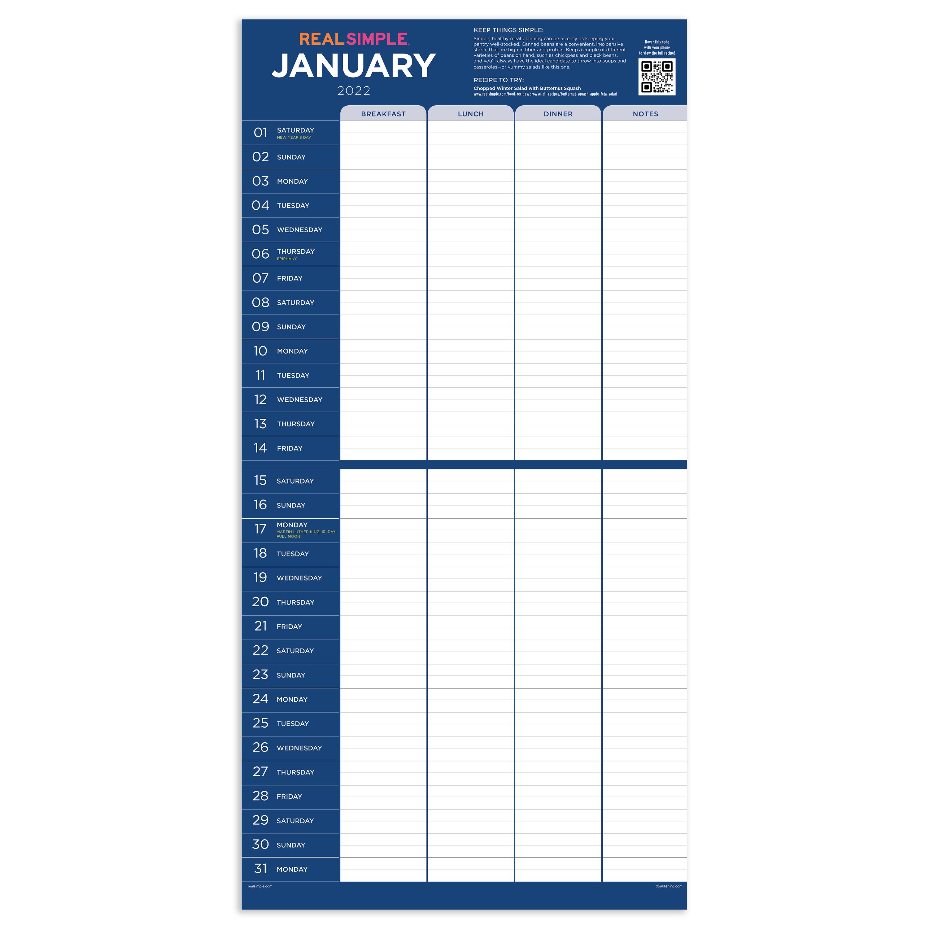 TF Publishing 2022 Real Simple Wall Calendar in the Calendars ...