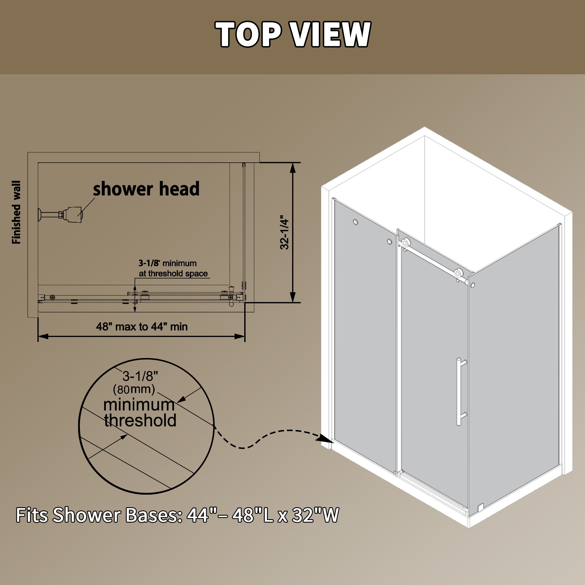 Boyel Living BL4872B0102CBN Alcove-Shower-Kit - View #2