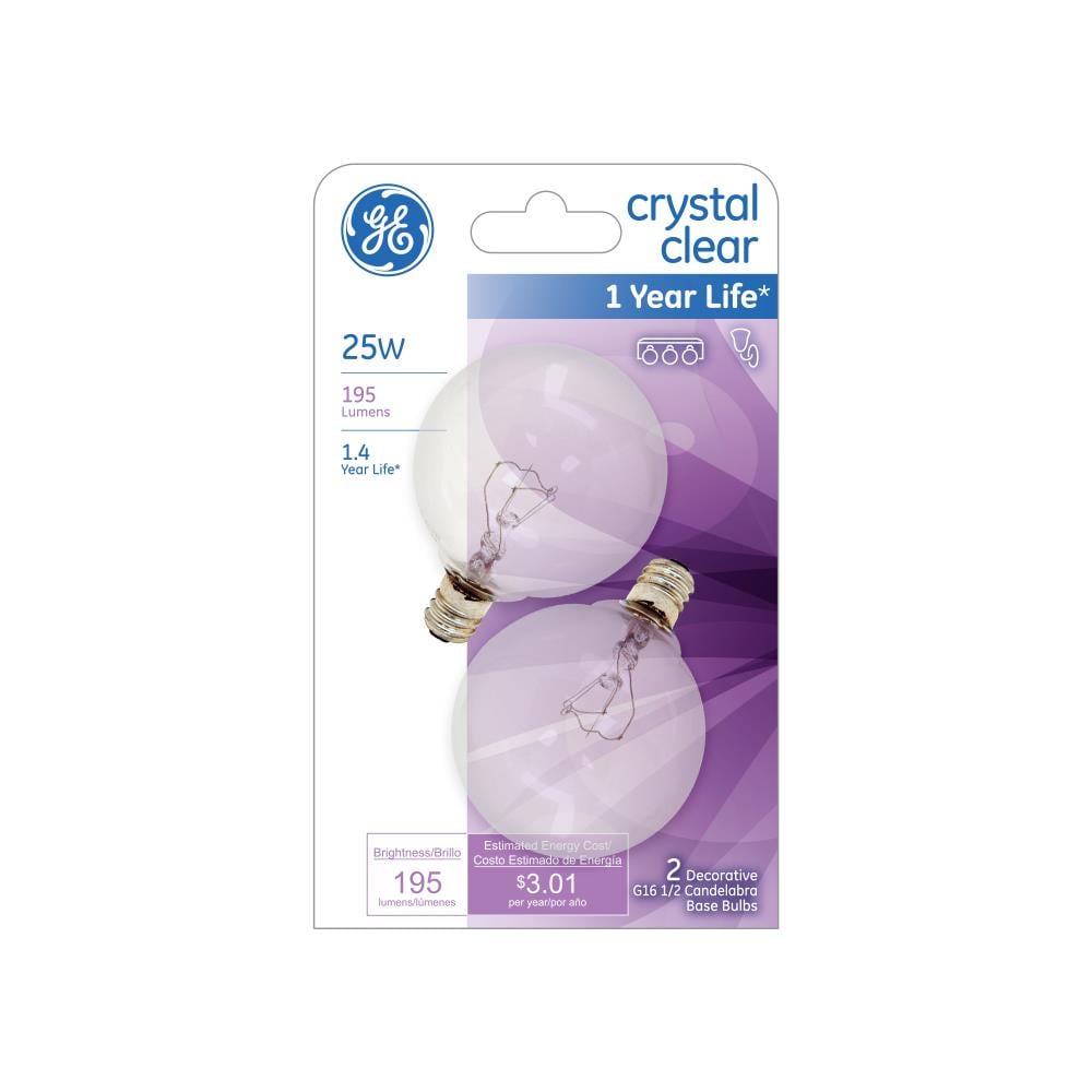 GE Classic 25-Watt Dimmable G16.5 Light Fixture Incandescent Light Bulb ...