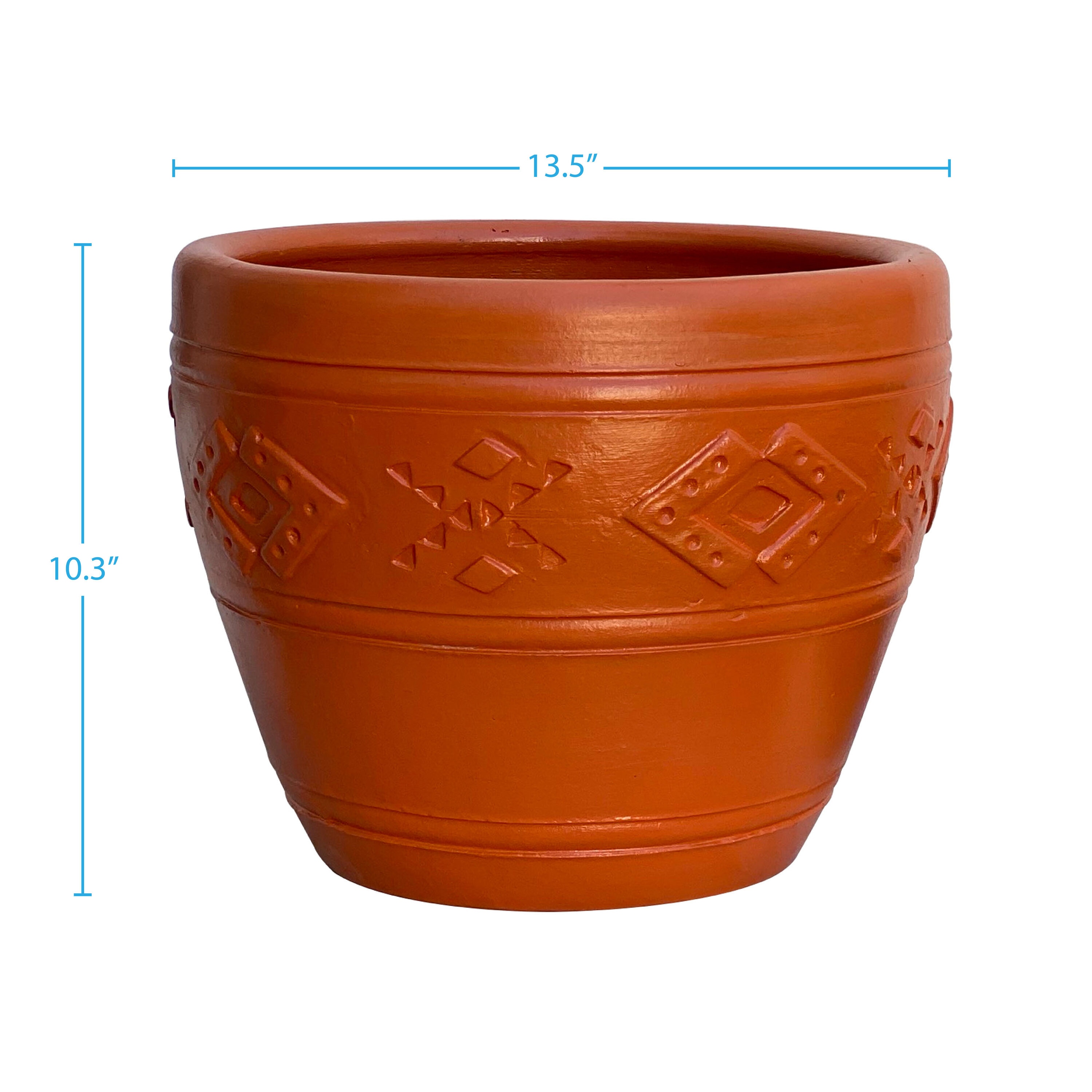 Trendspot 12.5-in W x 10-in H Terra Cotta Clay Outdoor Planter in the Pots  & Planters department at