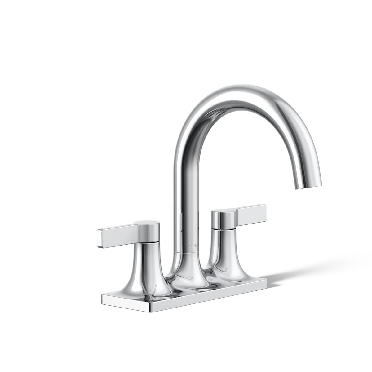 KOHLER 28124-4N-CP Venza Polished Chrome 4-in centerset 2-handle High-arc Residential Handle Bathroom Sink Faucet with Drain