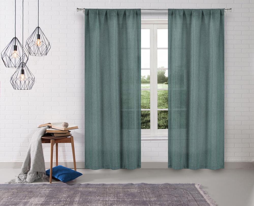 Duck River Textile IGRTL=12 /16069 84-Inches Teal Sheer Standard lined Rod pocket Curtain panel pair