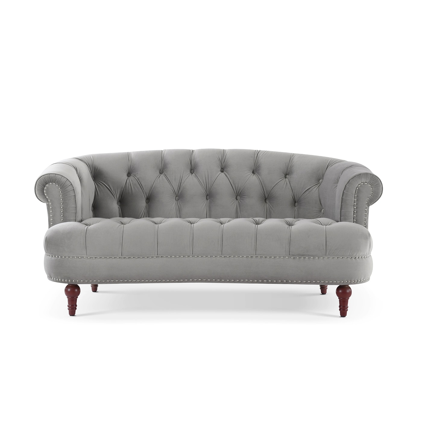 Jennifer Taylor Home 2525-2-865 68.5-in Midcentury Opal Grey Velvet Velvet 2 -seater Loveseat
