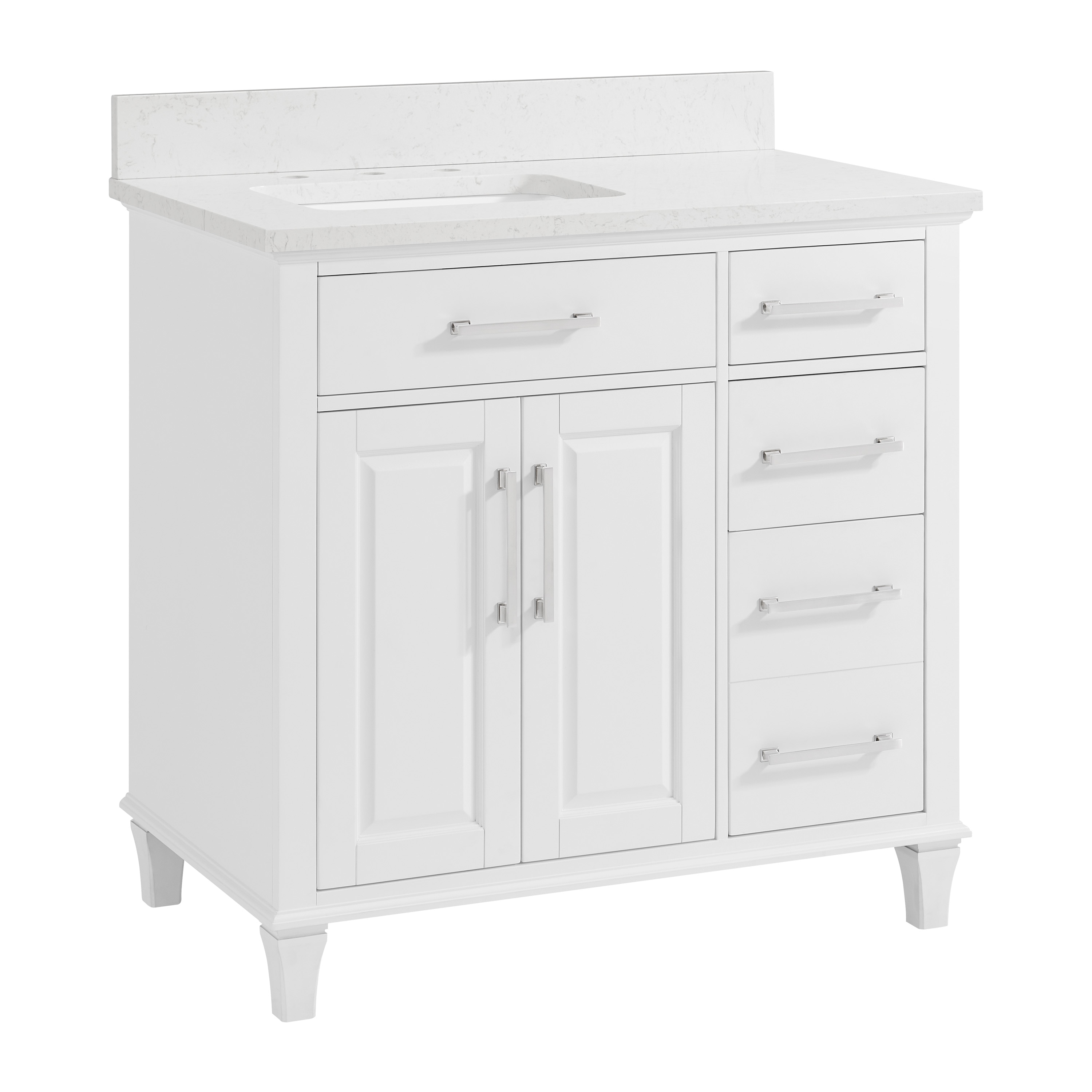 allen + roth Brookview 36-in Swan White Undermount Single Sink Bathroom ...