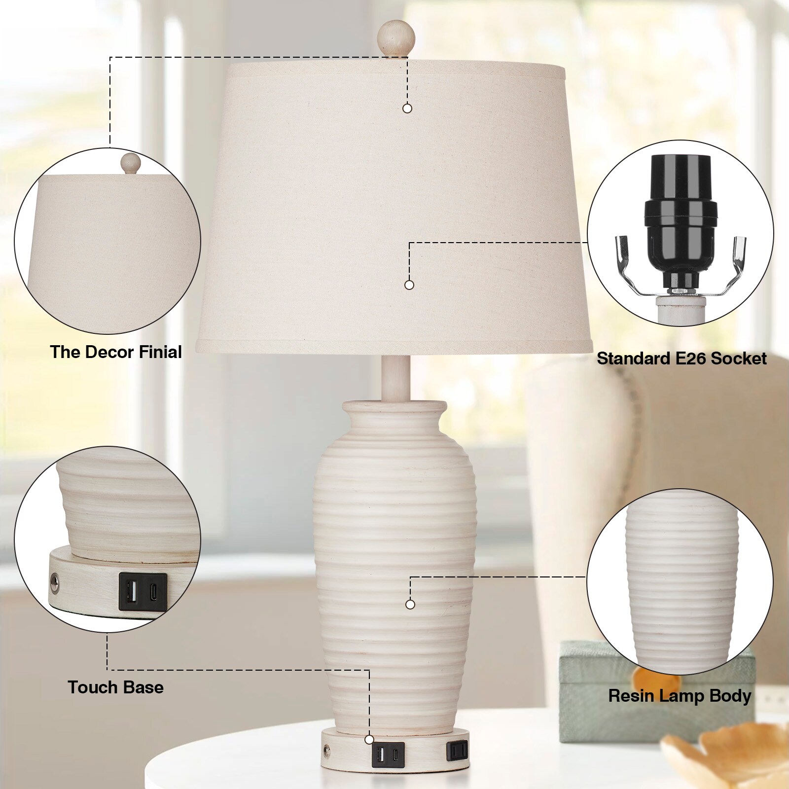 UrFurnishings TD-244 Table-Lamps - View #4