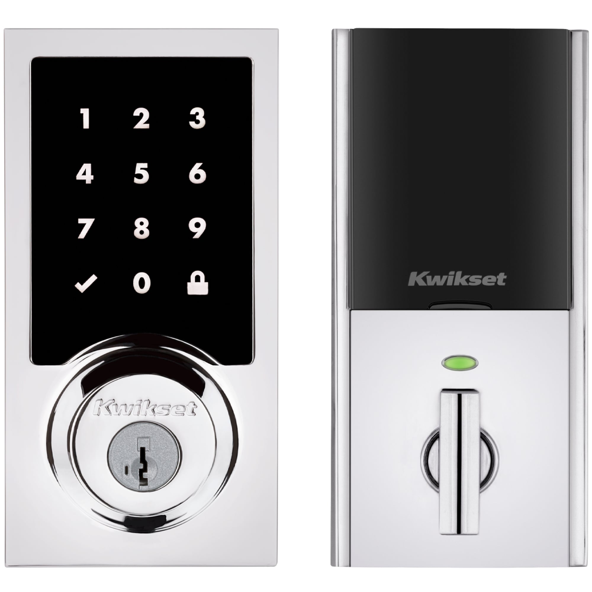 Kwikset 99180-005 HomeConnect 918 Contemporary Z-Wave Long Range Polished Chrome Smart Lock Electronic Deadbolt SmartKey Touchscreen No keypad