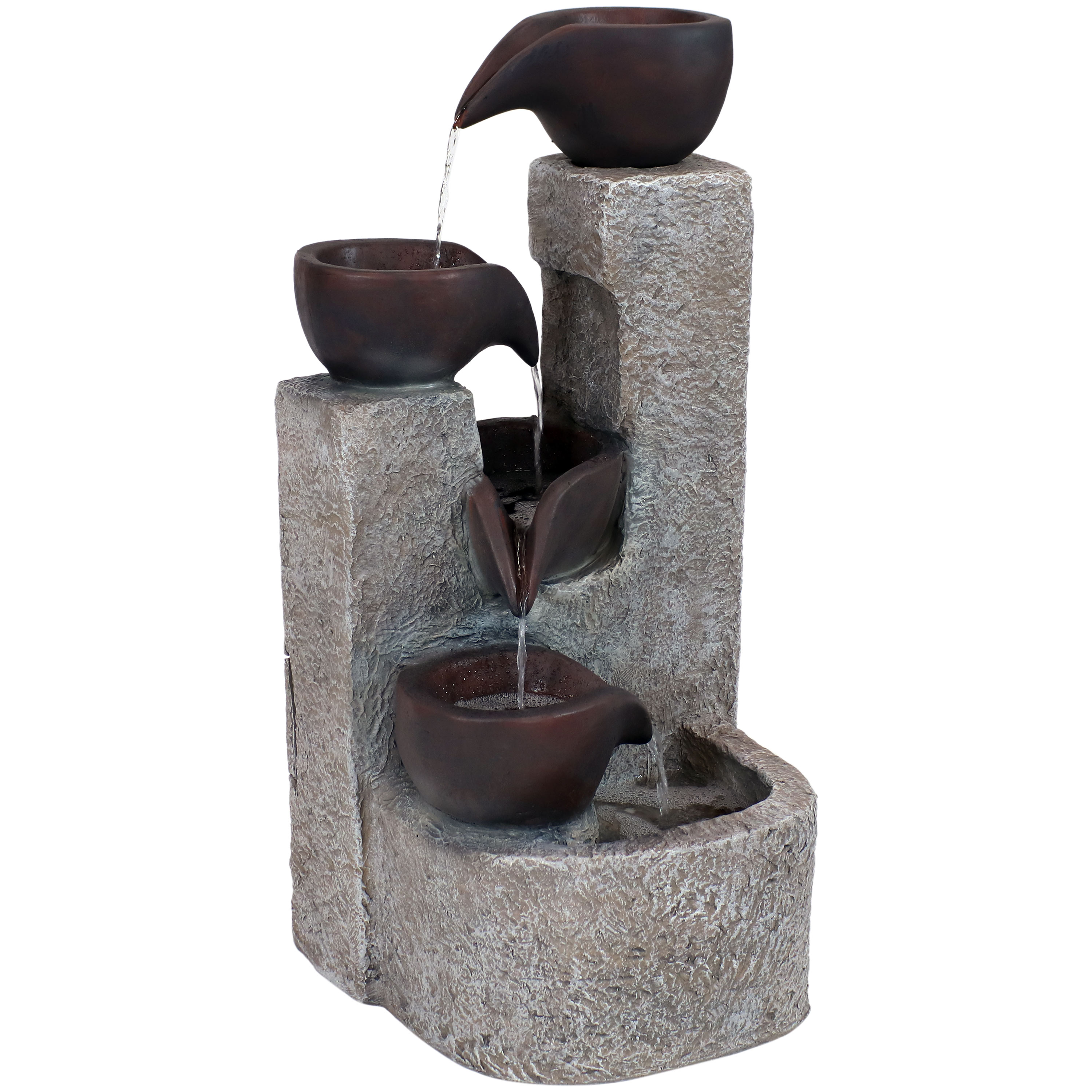 Sunnydaze Decor 29.75-in H Resin Tiered Fountain Outdoor Fountain Pump ...