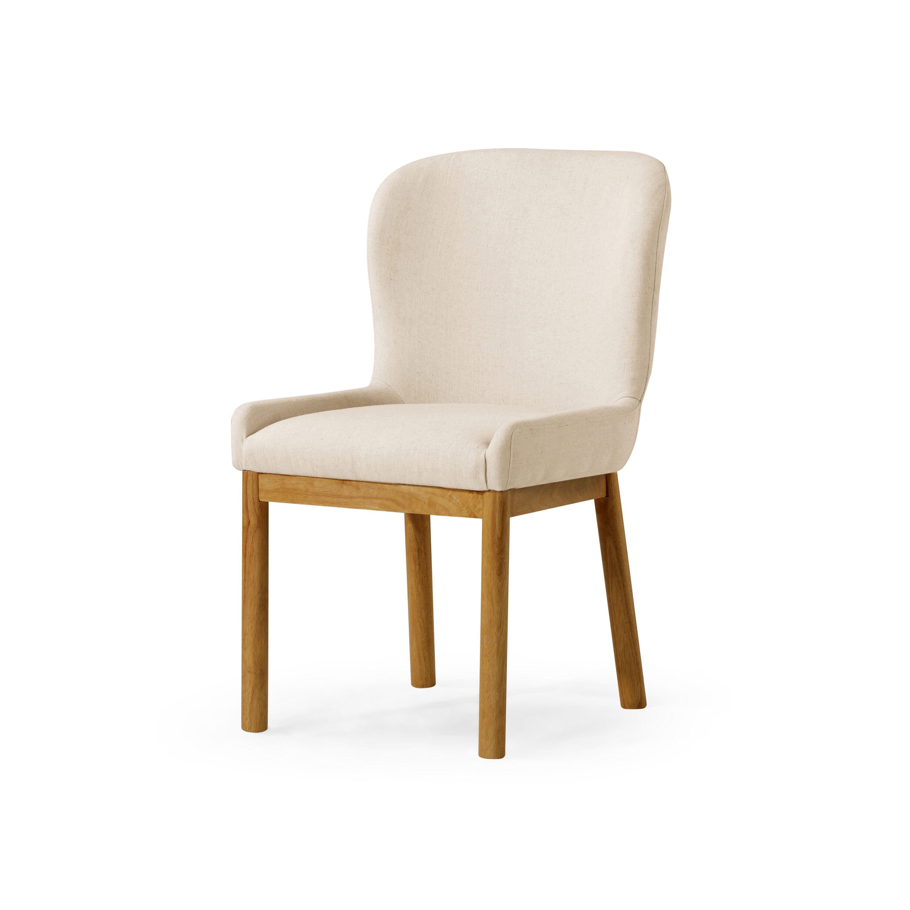 Maven Lane ML354608-WDC-NT 19in Gia Contemporary Wooden Dining Chair in Refined Natural Finish with Slate Linen Fabric Upholstery Set of 2