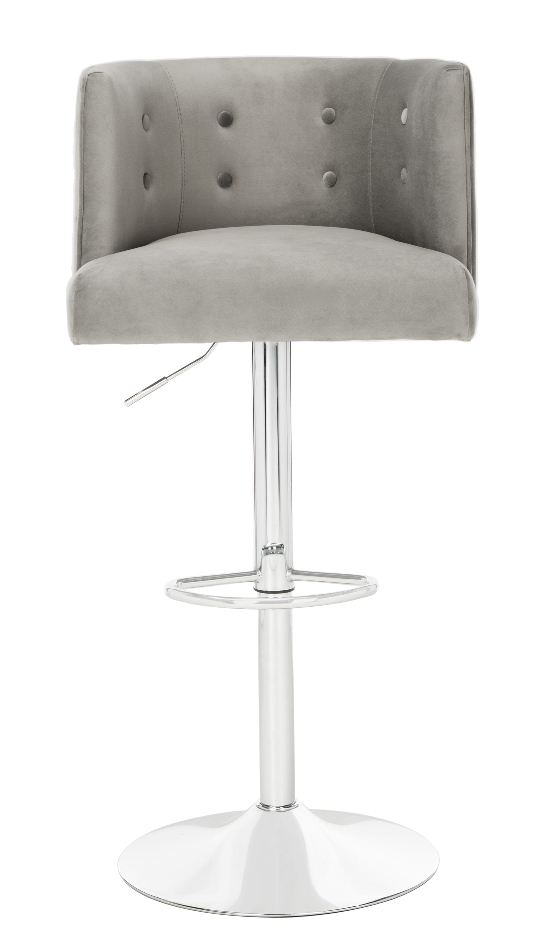 Safavieh Zayna Light Gray 35-in H Bar height Upholstered Swivel Wood ...