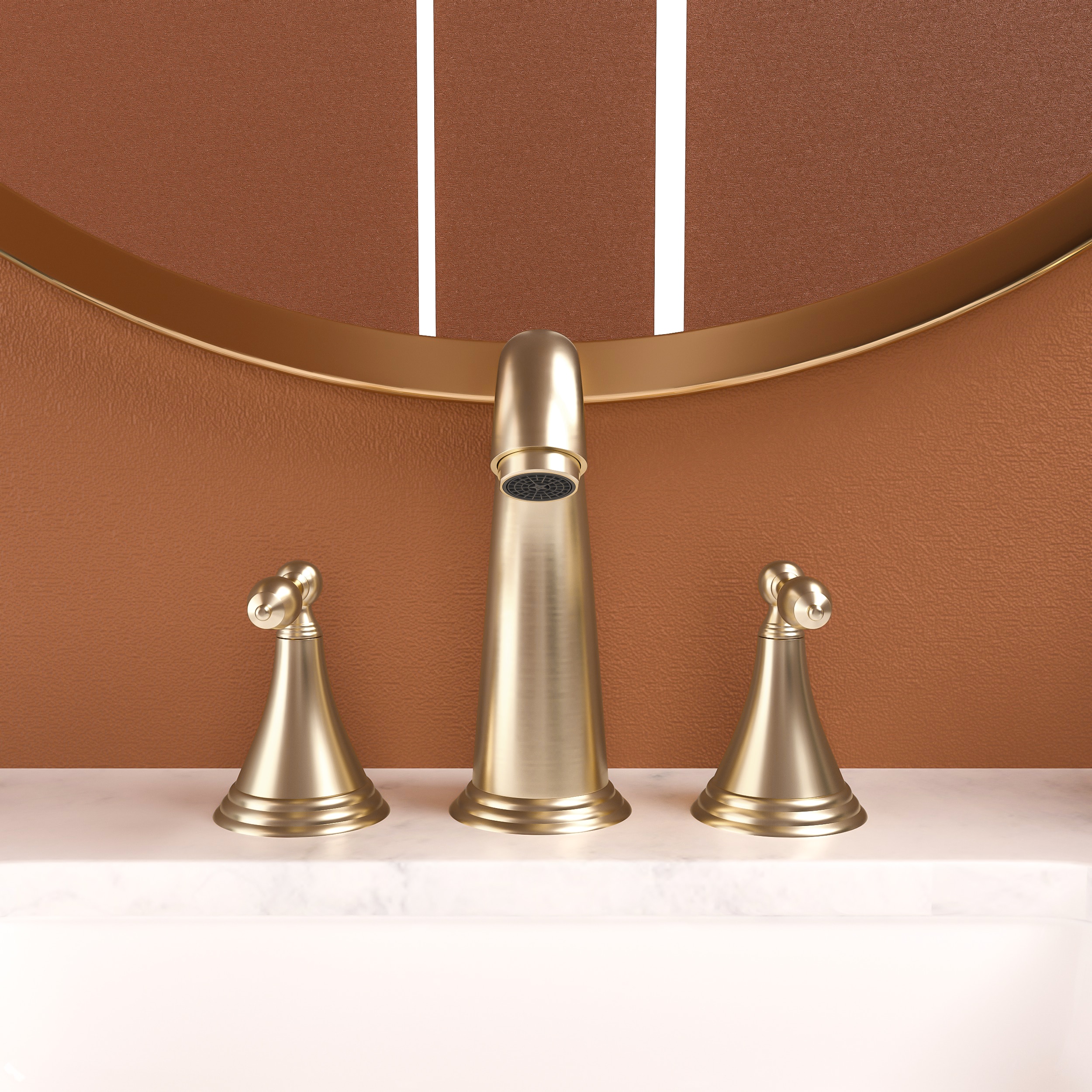 GLANZEND -  Gold Widespread 2 Handle Lavatory Bathroom Sink Faucet Pop Up Drain Supply Lines