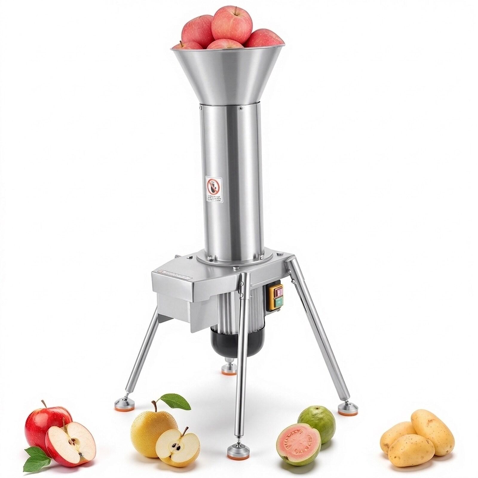GIVIMO 1100-W Electric Fruit and Apple Crusher 304 Stainless Freestanding Mill Handles Whole Apples to 3.15-in dia